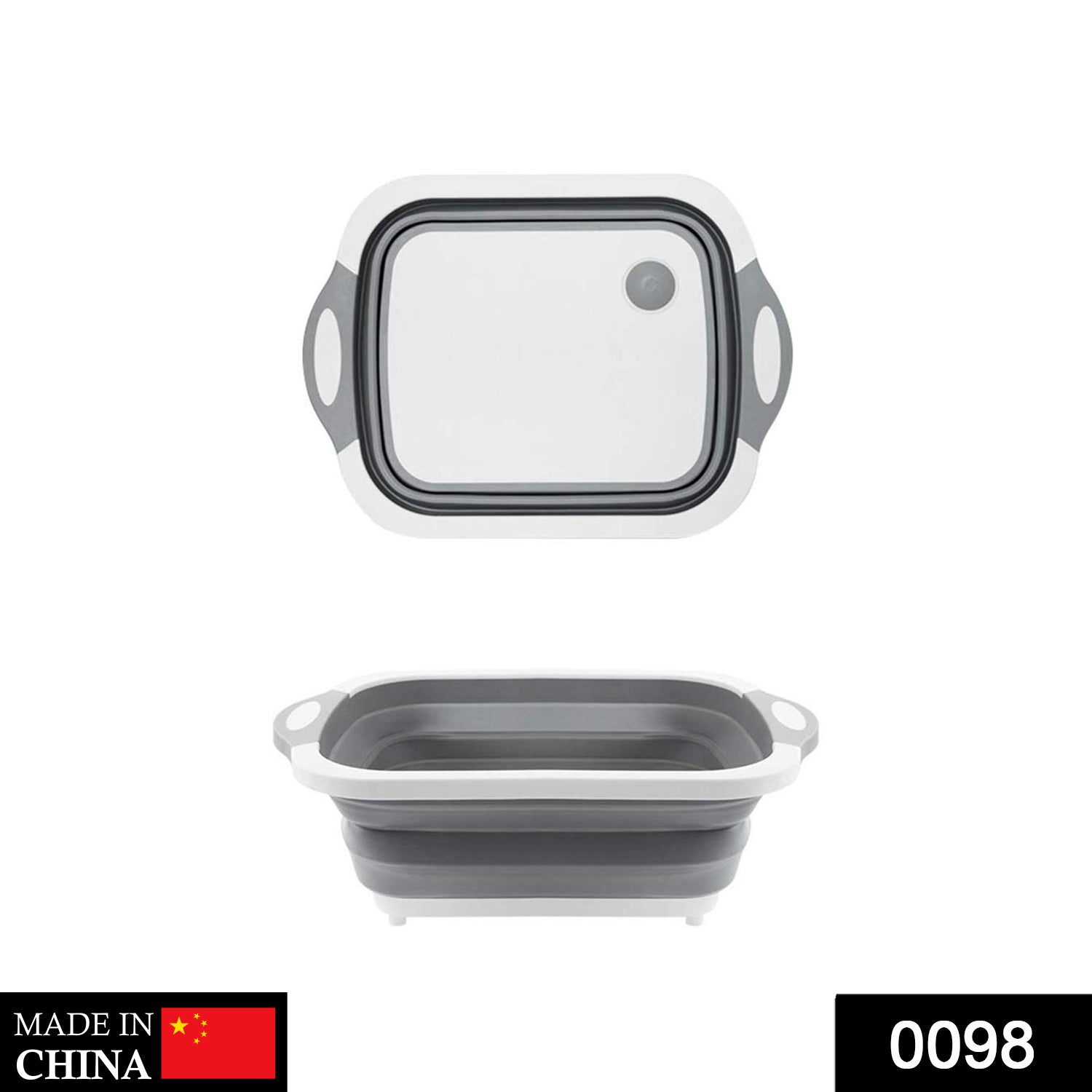 0098 Foldable Chopping Board, Dish Rack, Washing Bowl & Draining Basket, 3in1 Multi-Function DeoDap