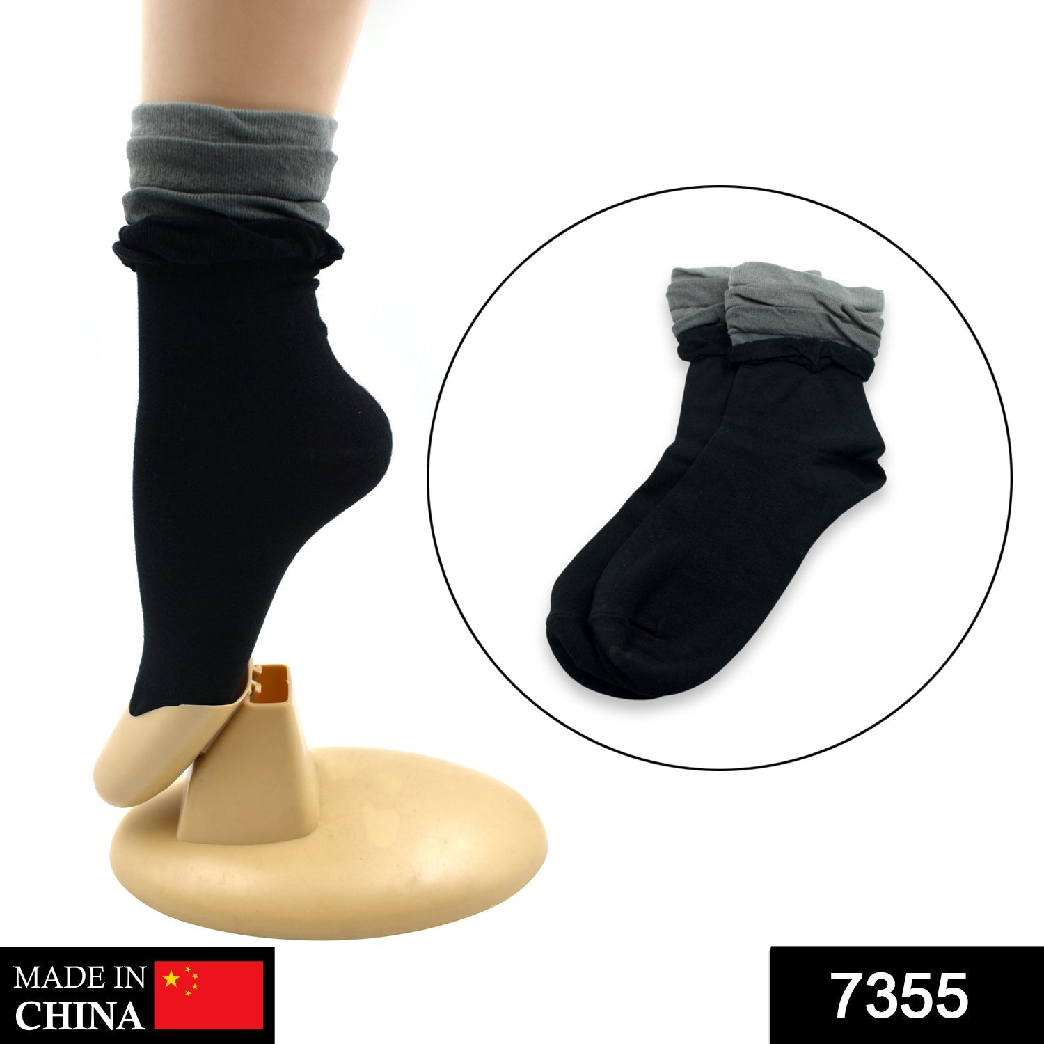 7355 Socks Breathable Thickened Classic Simple Soft Skin Friendly (Moq :-3) DeoDap