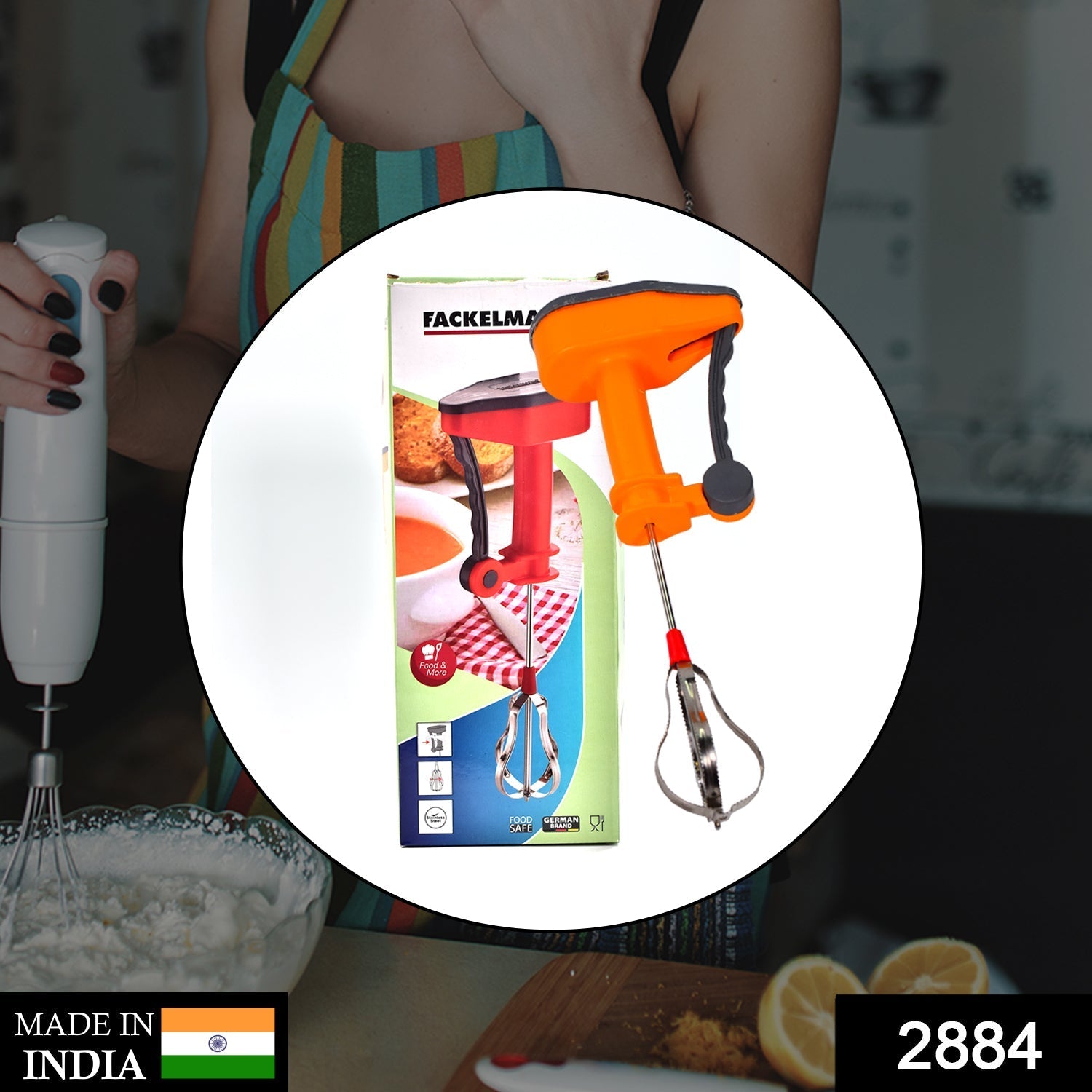 2884 Power-free Hand Blender and Beater with High Speed Operation DeoDap