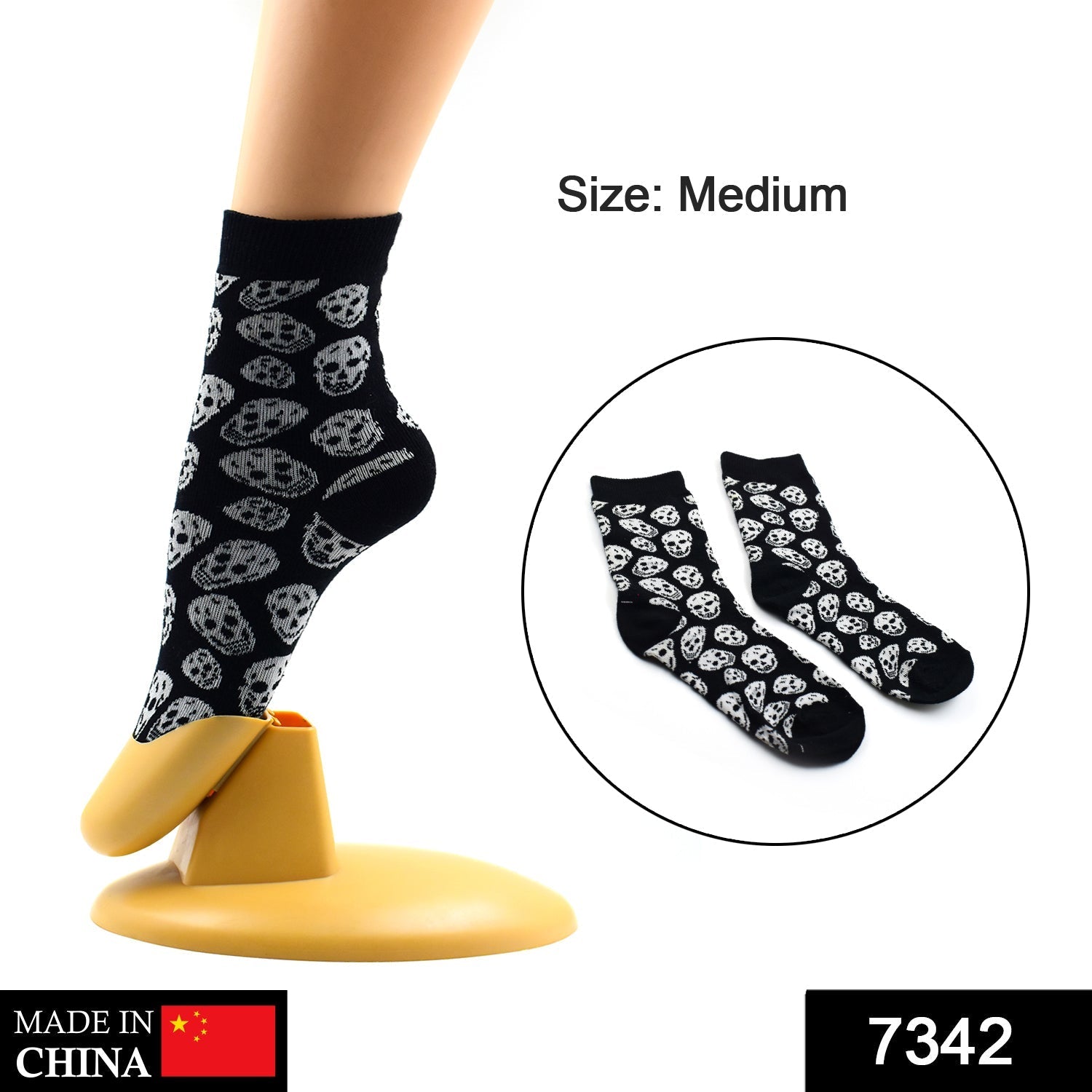 7342 Cotton Fancy Ladies Socks (1 Pair) (Moq :-3) DeoDap