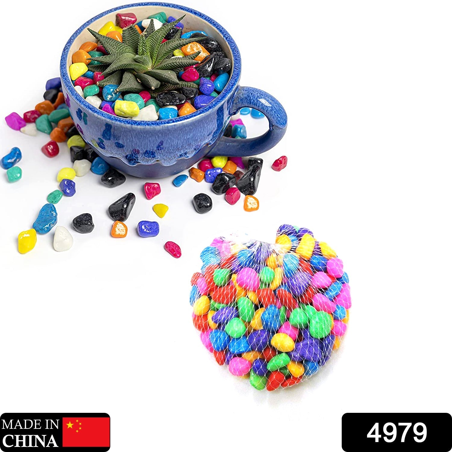4979 Decorative Stones and Pebbles for Garden, Vase Fillers Multicolor. ( Approx - 195 Pebbles) DeoDap