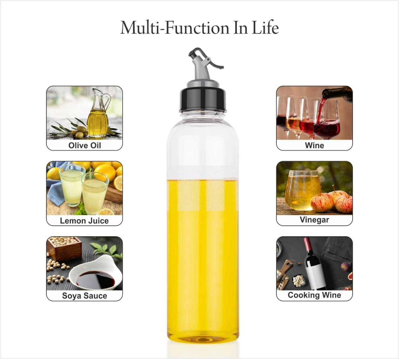 2346 Oil Dispenser Transparent Plastic Oil Bottle |Clear 1 Liter DeoDap