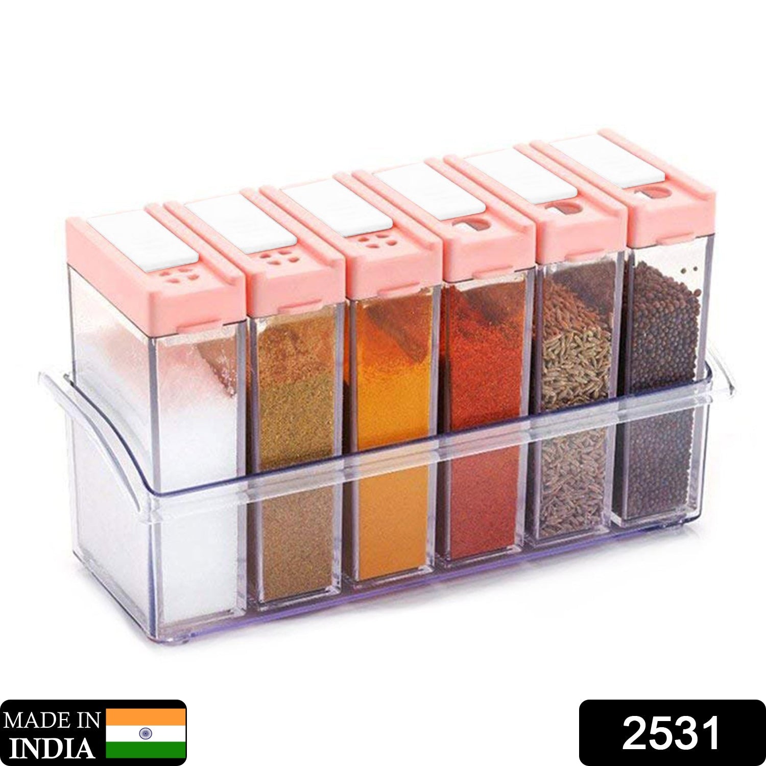 2531 Plastic Easy Flow Storage Box Container / Spice Jar / Cereal Dispenser - 6 Pcs DeoDap
