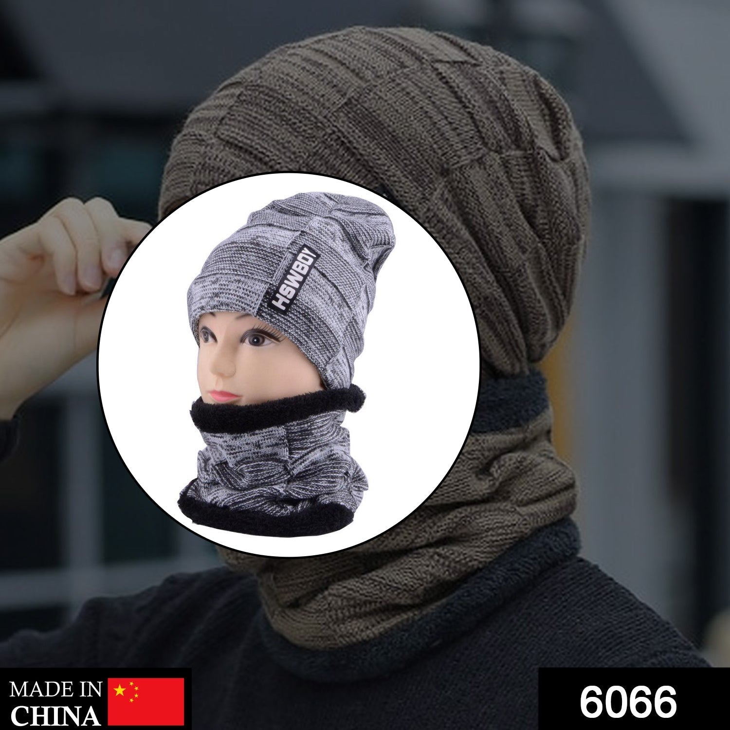 6066 Ultra Soft Unisex Woollen Beanie Cap Plus Muffler Scarf freeshipping - DeoDap