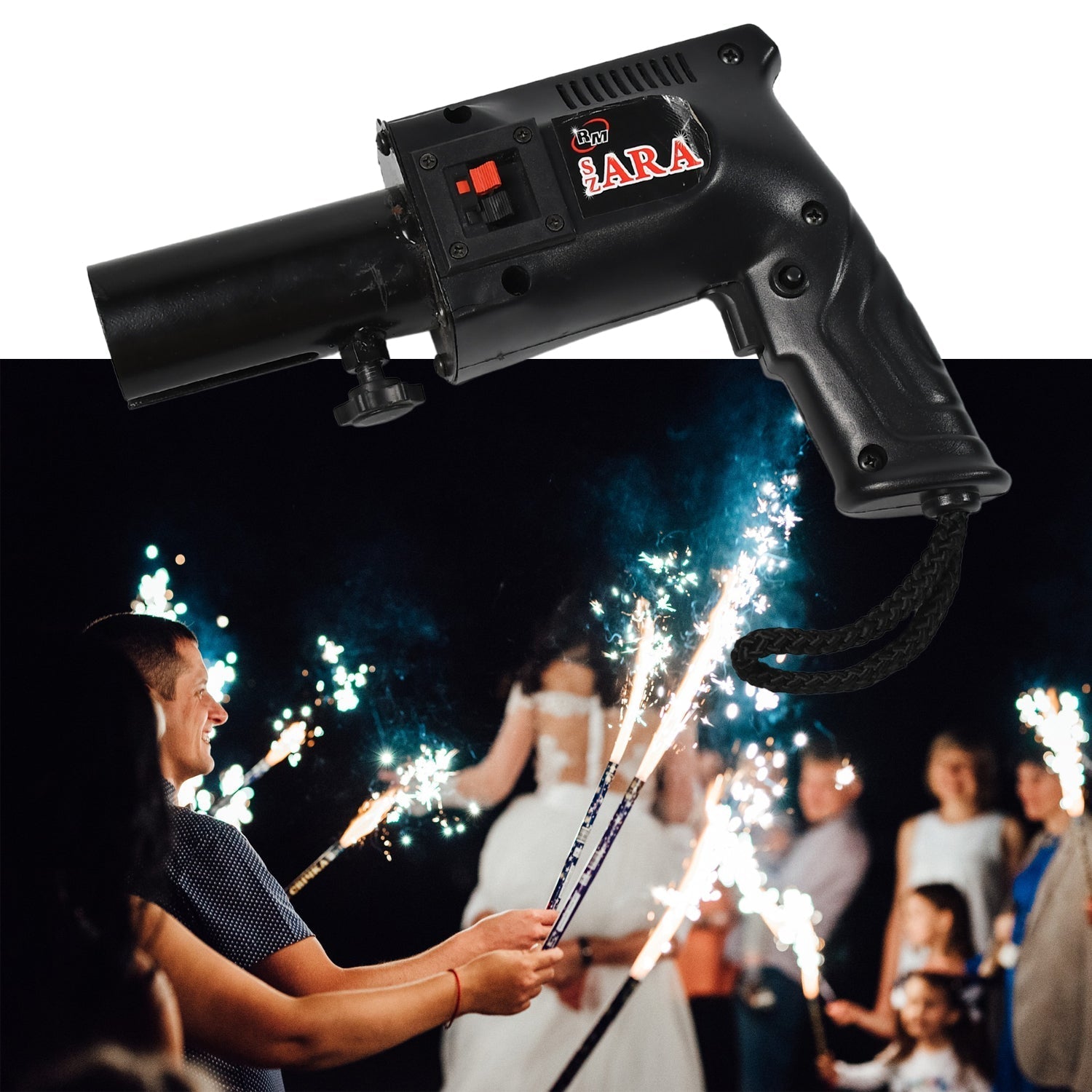 4518A PYRO PARTY METAL GUN HAND HELD GUN TOY FOR PARTIES FUNCTIONS EVENTS AND ALL KIND OF CELEBRATIONS, PLASTIC GUN, (PYROS NOT INCLUDED) DeoDap