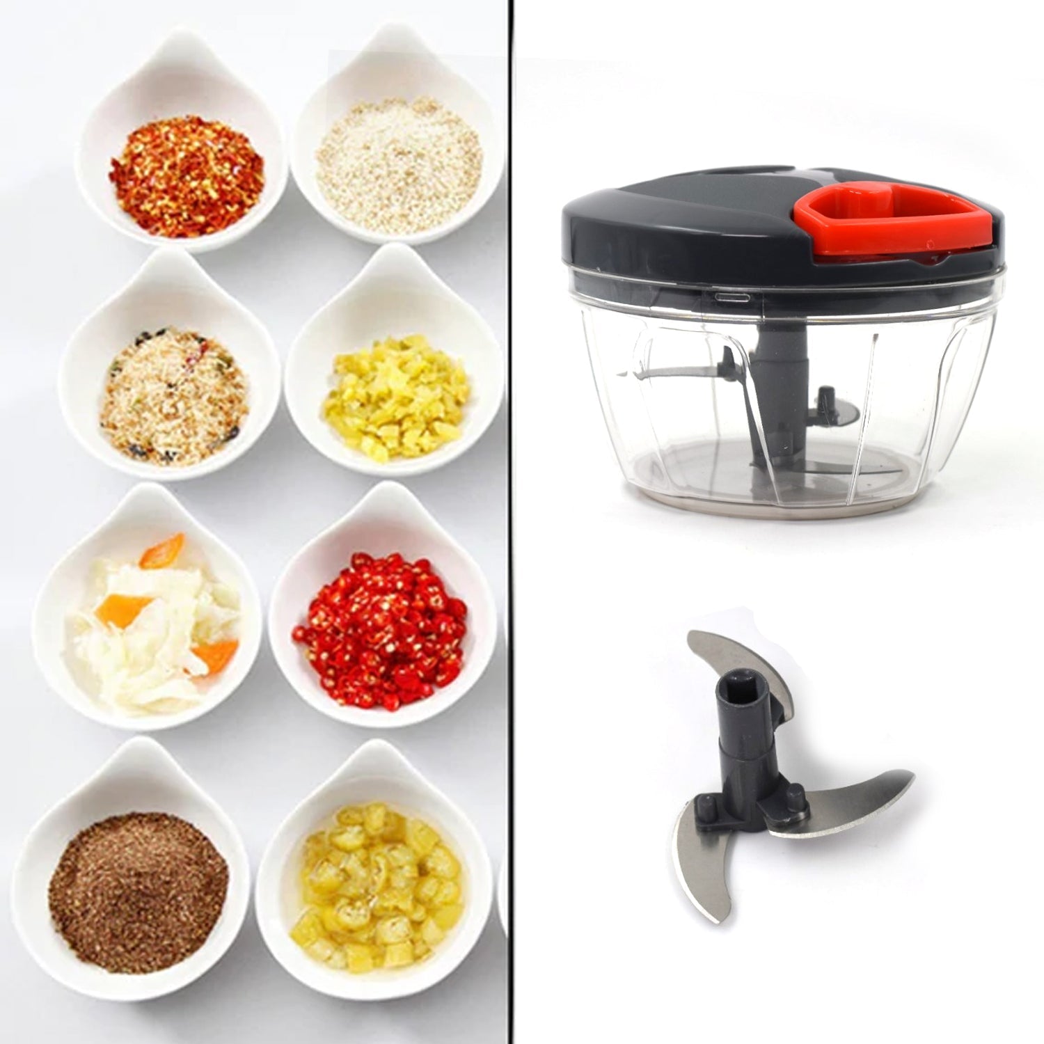 0080A Plastic Mini Handy and Compact Chopper With 3 Blades for Chopping Vegetables and Fruits for Your Kitchen