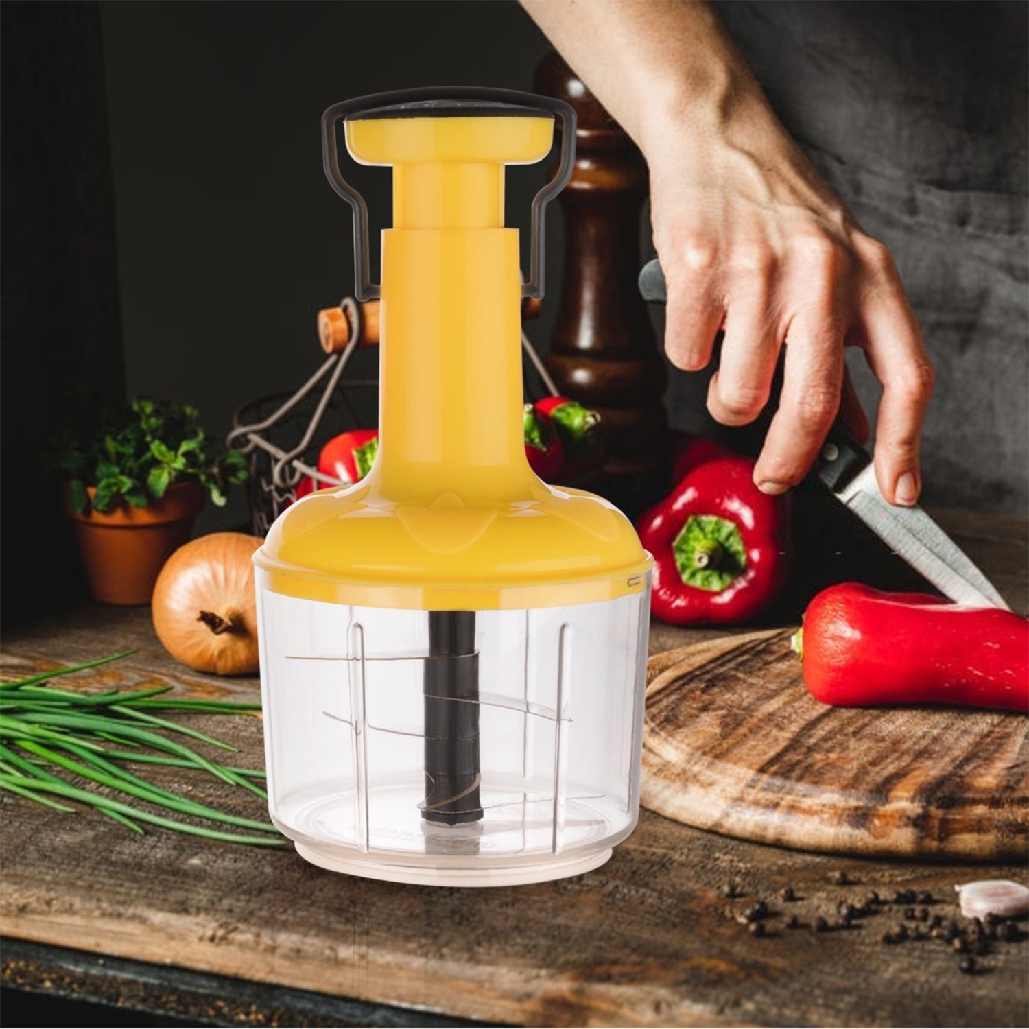 2759 3 In 1 Push Chop 1100Ml Used For Chopping Of Fruits And Vegetables. DeoDap