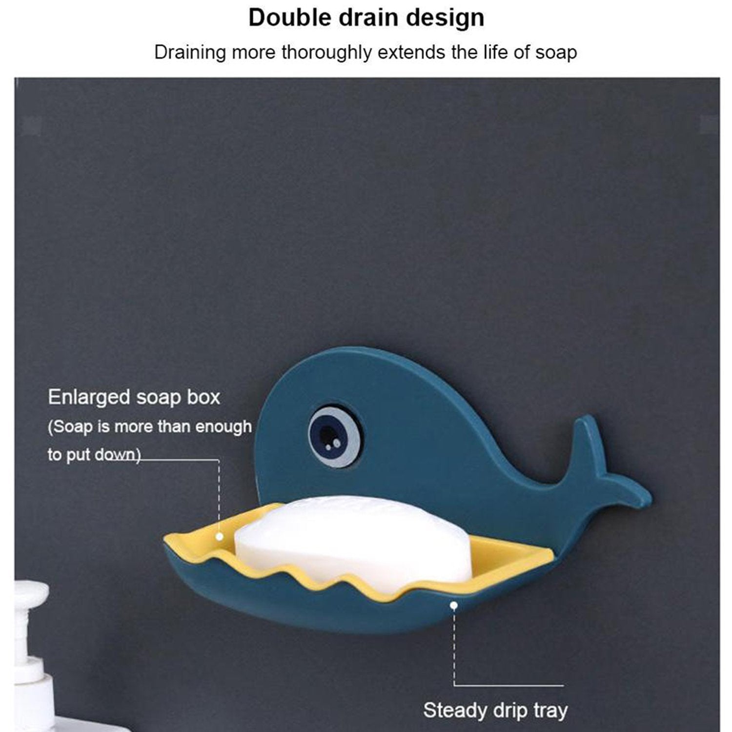 4047B Fish Shape Double Layer Adhesive Waterproof Wall Mounted Soap Bar Holder Stand Rack for Bathroom Shower Wall Kitchen ( Set Of 2 Pc ) DeoDap