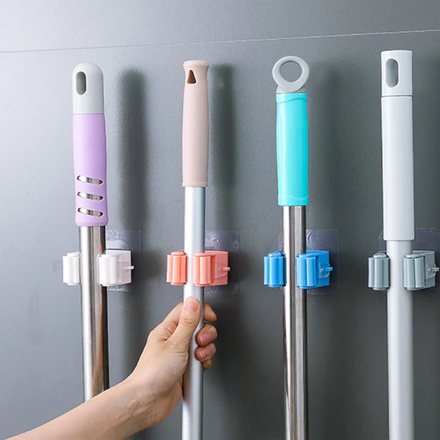 2177A MAGIC STICKER SERIES SELF ADHESIVE MOP AND BROOM HOLDER DeoDap