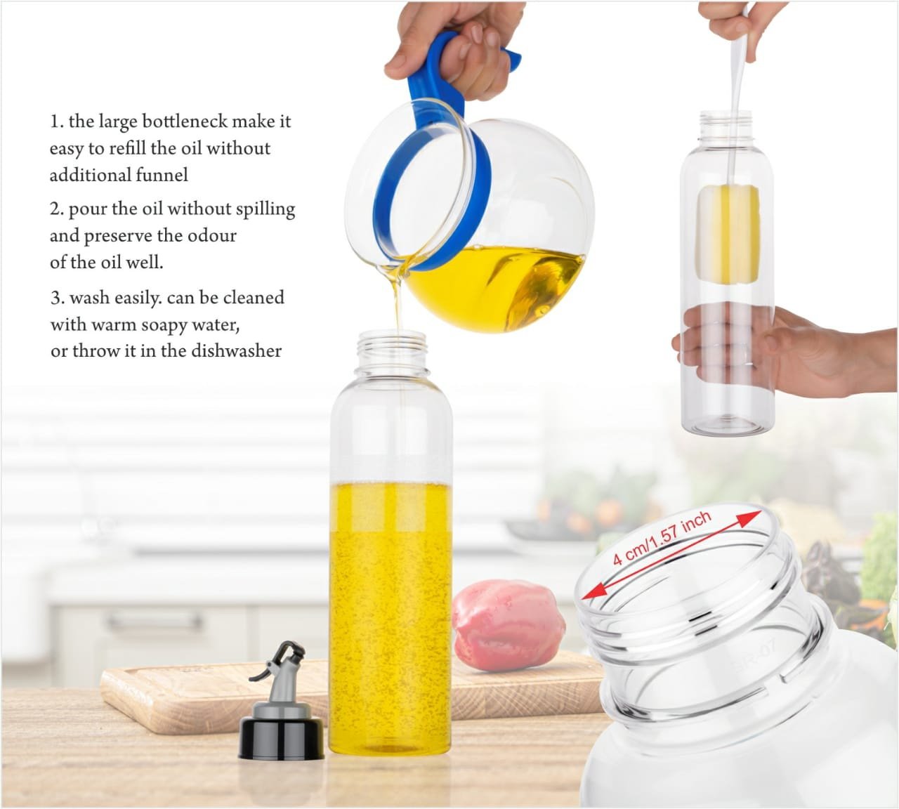 2346 Oil Dispenser Transparent Plastic Oil Bottle |Clear 1 Liter DeoDap