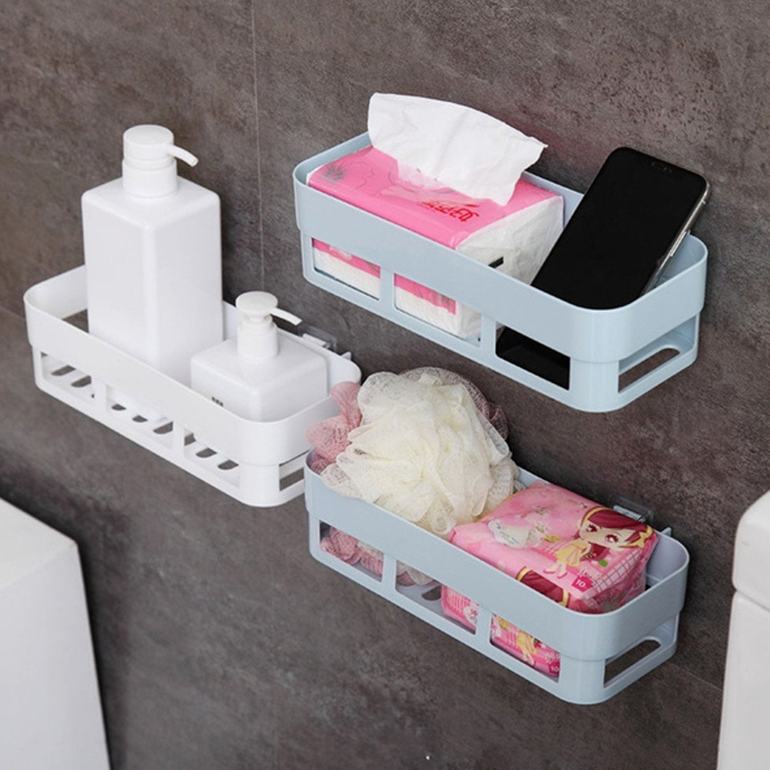 1094L Multipurpose Shelf Storage Rack Organizer Caddy Basket with Sticker (1Pc) DeoDap