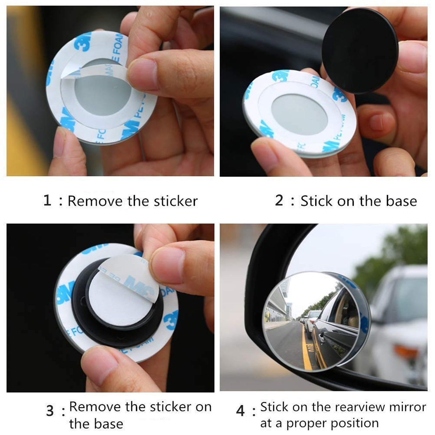 1512 Blind Spot Round Wide Angle Adjustable Convex Rear View Mirror - Pack of 2 DeoDap