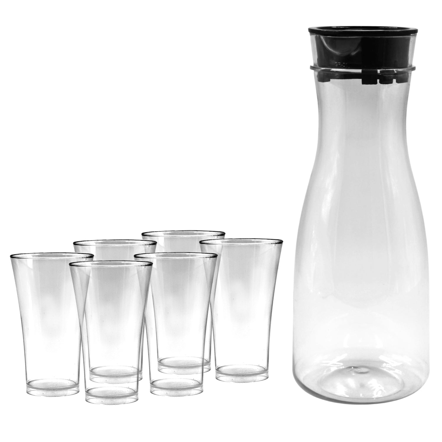 0076_Transparent Unbreakable Water Juicy Jug and 6 Pcs. Glass Combo Set for Dining Table Office Restaurant Pitcher DeoDap