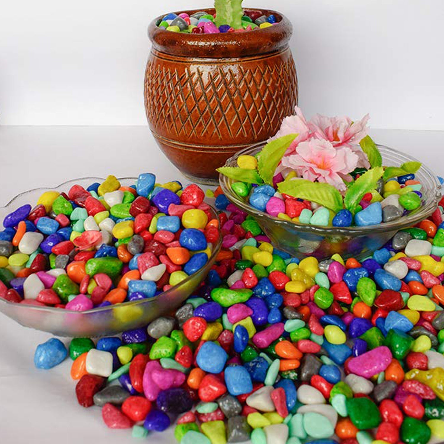 4979 Decorative Stones and Pebbles for Garden, Vase Fillers Multicolor. ( Approx - 195 Pebbles) DeoDap