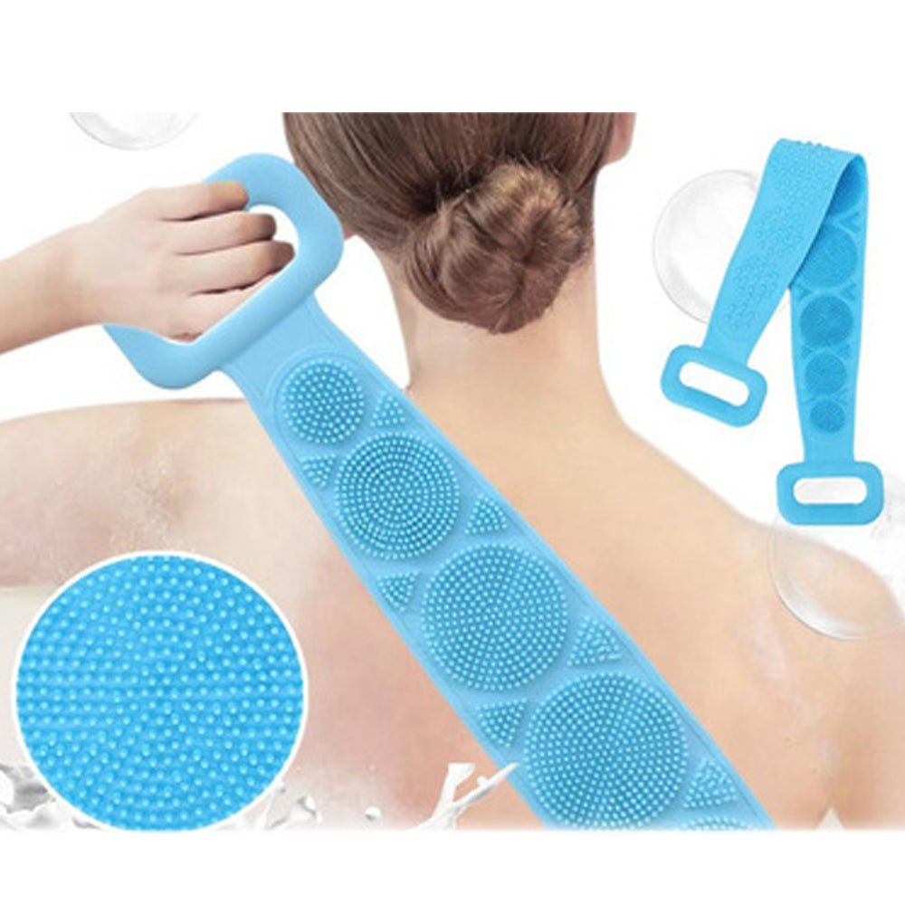 1302A Silicone Body Back Scrubber Double Side Bathing Brush for Skin Deep Cleaning DeoDap