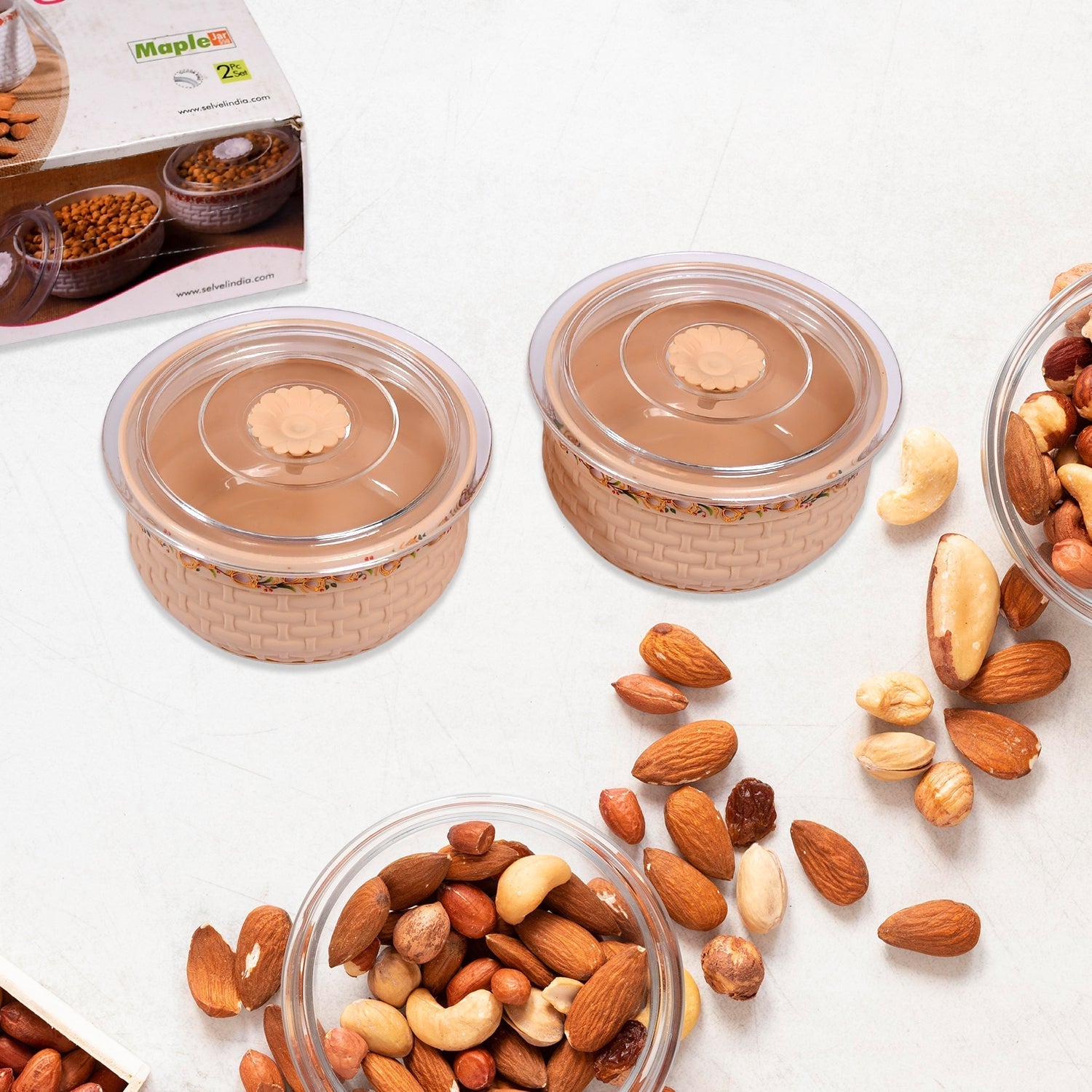 5278 Plastic Round Kitchen Storage Container Food Storage Jar  550 ML , For Home & Kitchen Use (2 pcs )