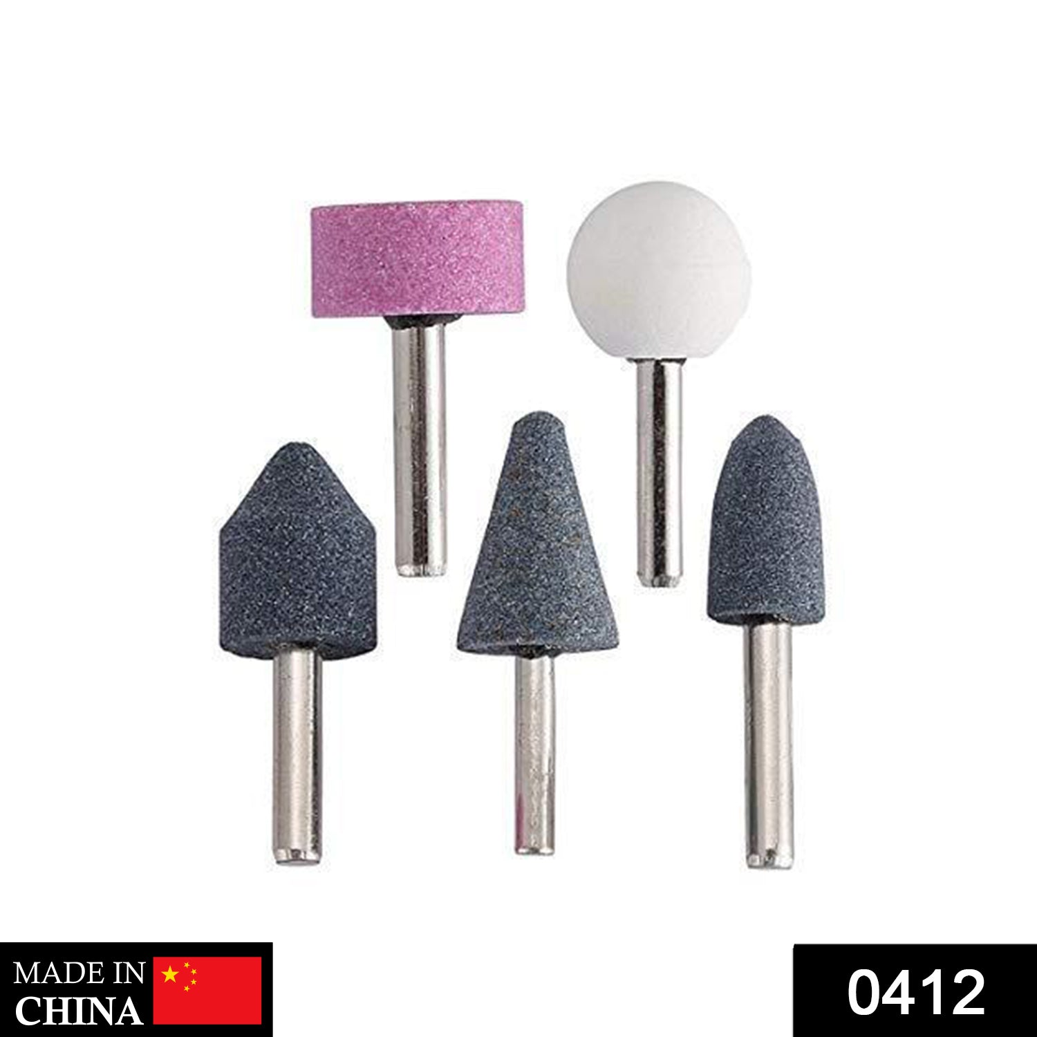 0412 -5 Pcs Shank Abrasive Mounted Stone (Multicolour) DeoDap