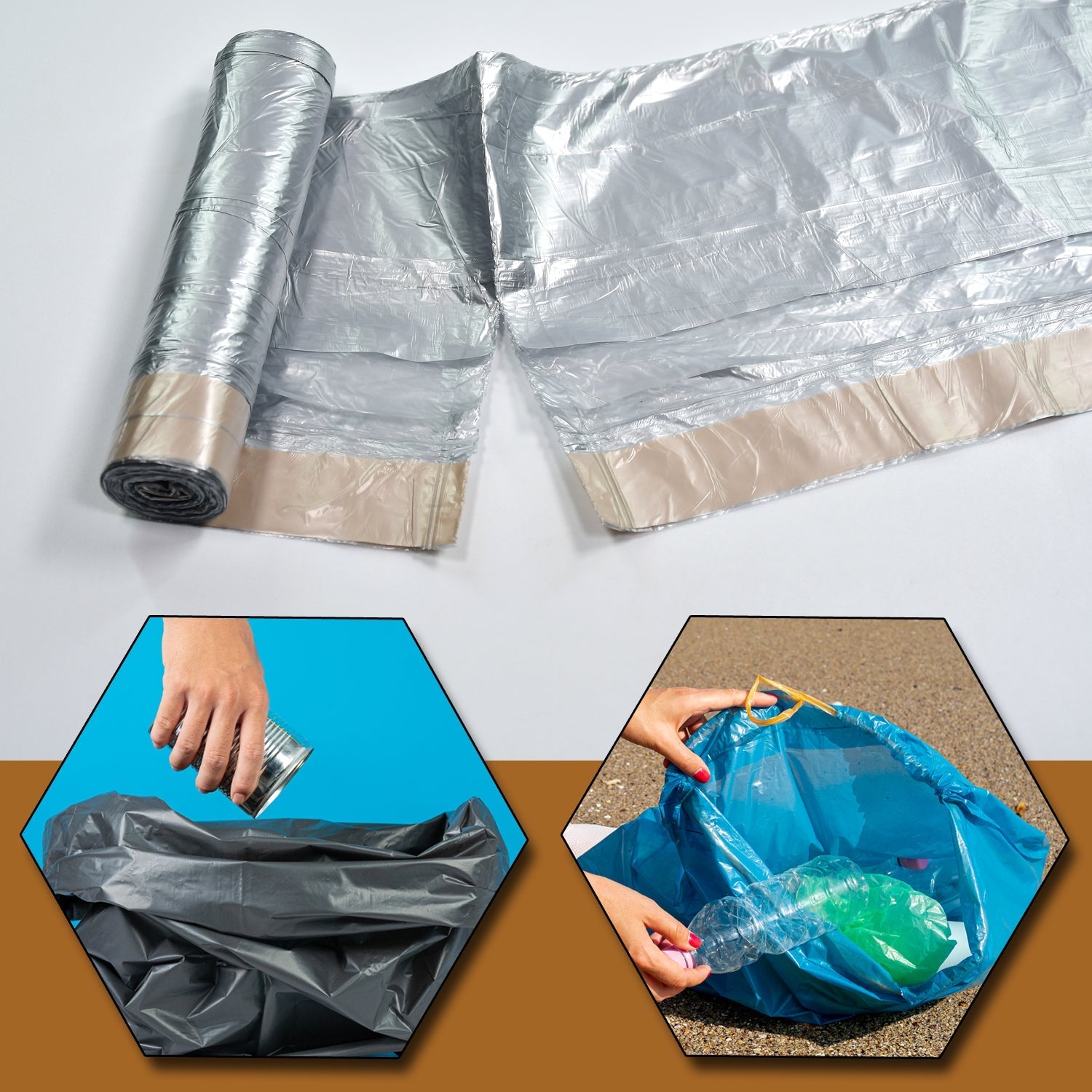 9213 Garbage Bags/Dustbin Bags/Trash Bags Pack of 3Rolls 45Pcs DeoDap