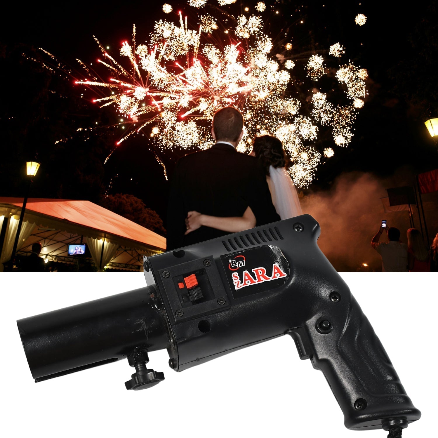 4518A PYRO PARTY METAL GUN HAND HELD GUN TOY FOR PARTIES FUNCTIONS EVENTS AND ALL KIND OF CELEBRATIONS, PLASTIC GUN, (PYROS NOT INCLUDED) DeoDap