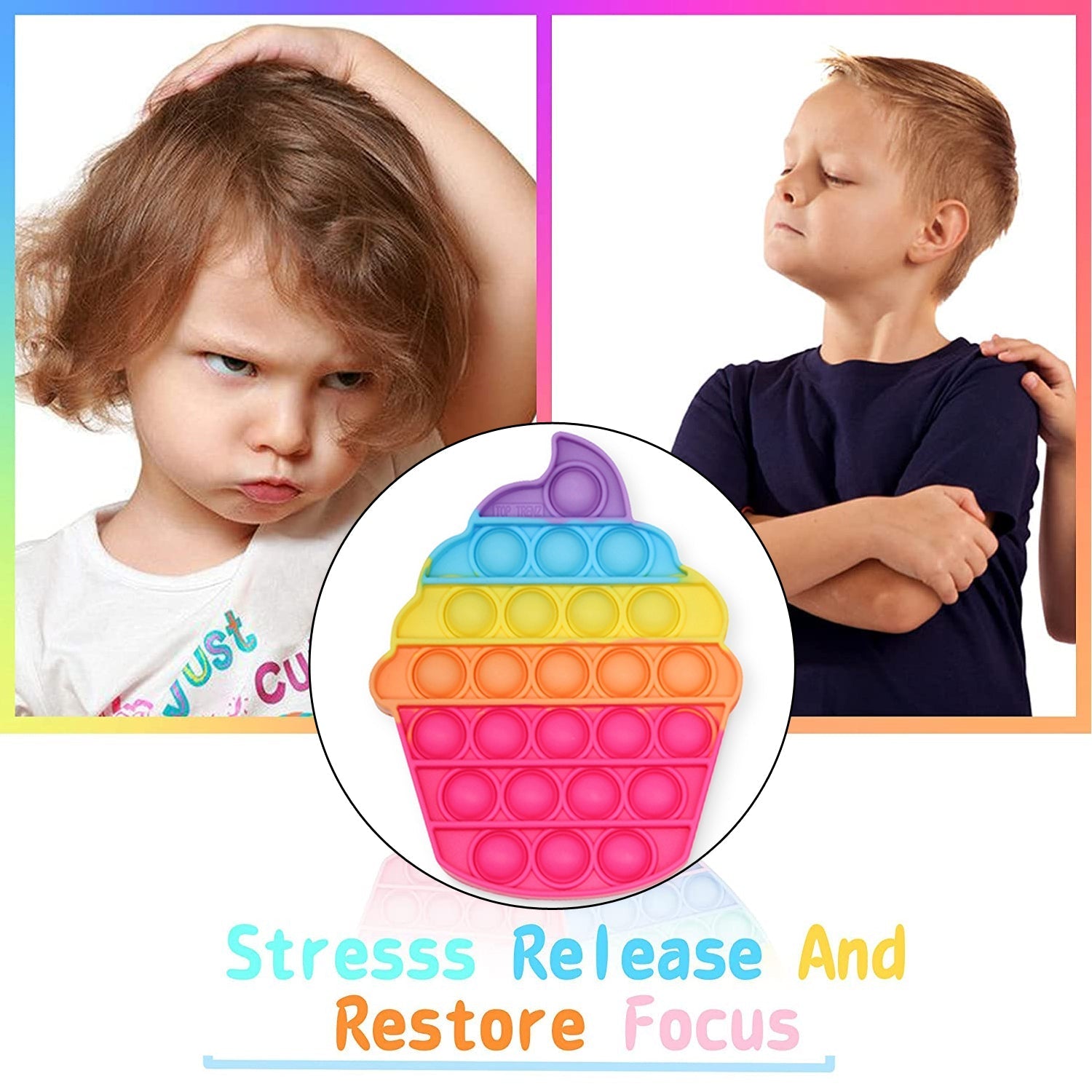 4752A Mix Pattern Rainbow Color Push Pop Bubble Fidget Sensory Toy DeoDap