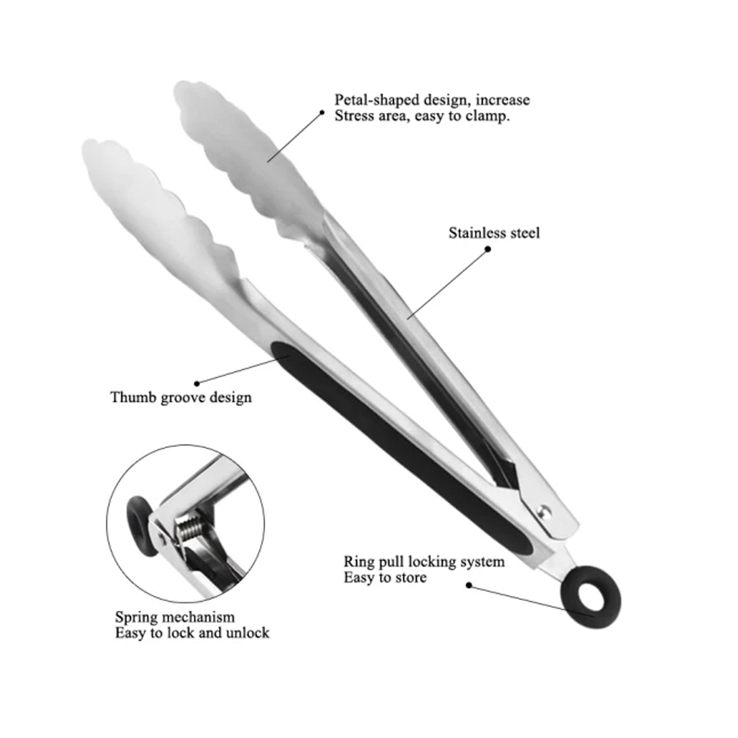 2685 stainless steel food serving tong with Grip Handle. DeoDap
