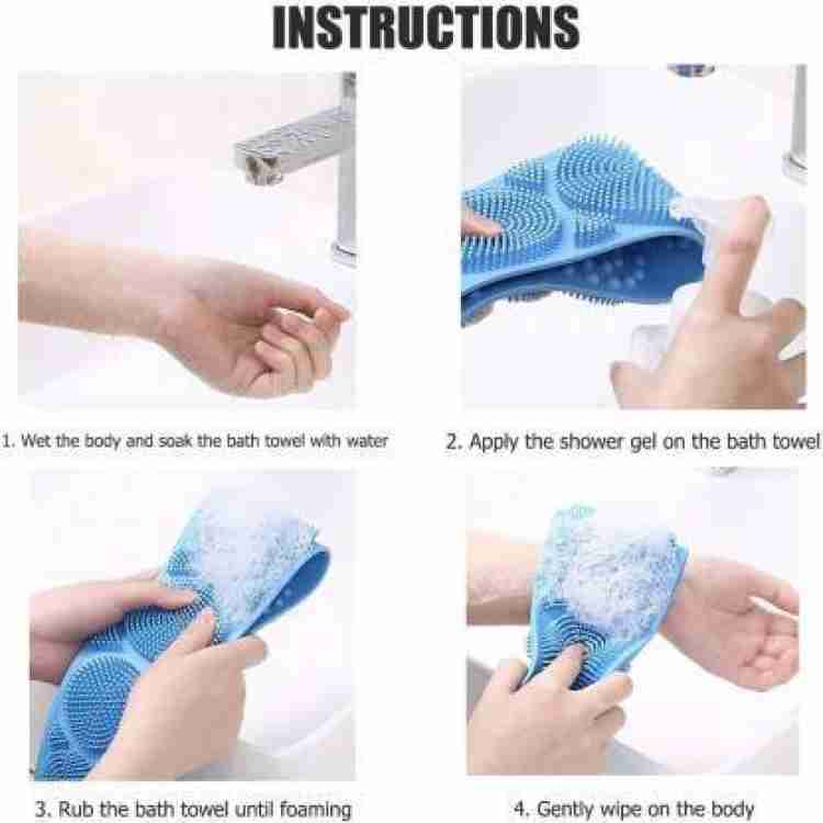 1302A Silicone Body Back Scrubber Double Side Bathing Brush for Skin Deep Cleaning DeoDap