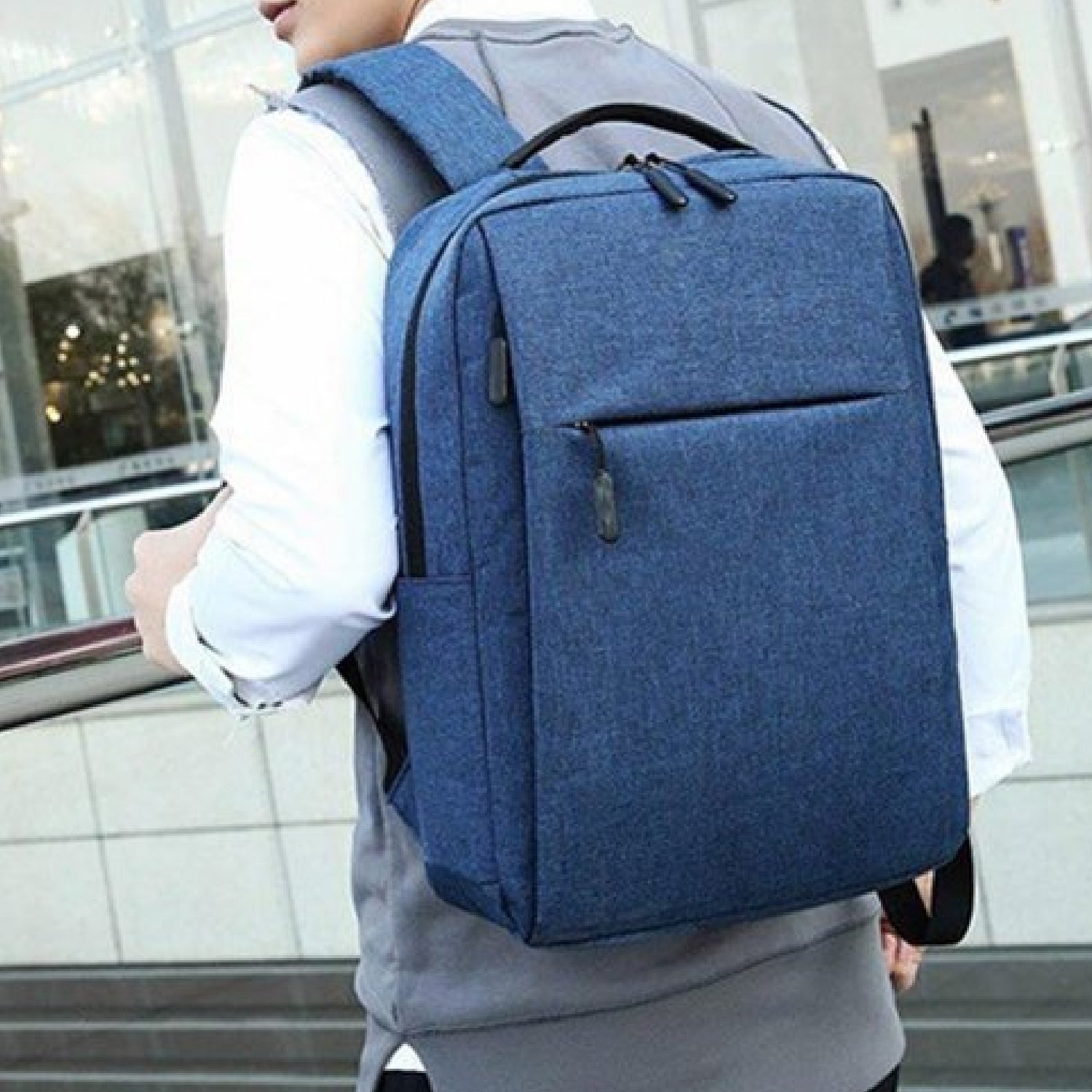 6215 Blue Travel Laptop Backpack With USB Charging Port DeoDap