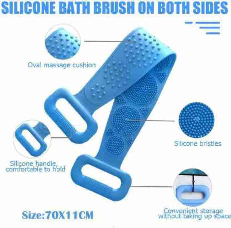 1302A Silicone Body Back Scrubber Double Side Bathing Brush for Skin Deep Cleaning DeoDap