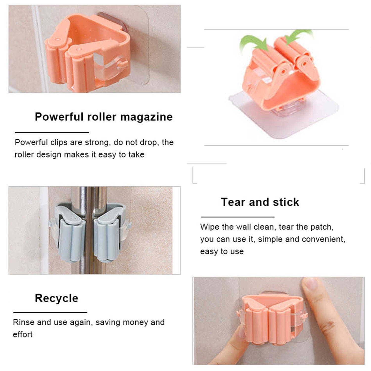 2177A MAGIC STICKER SERIES SELF ADHESIVE MOP AND BROOM HOLDER DeoDap