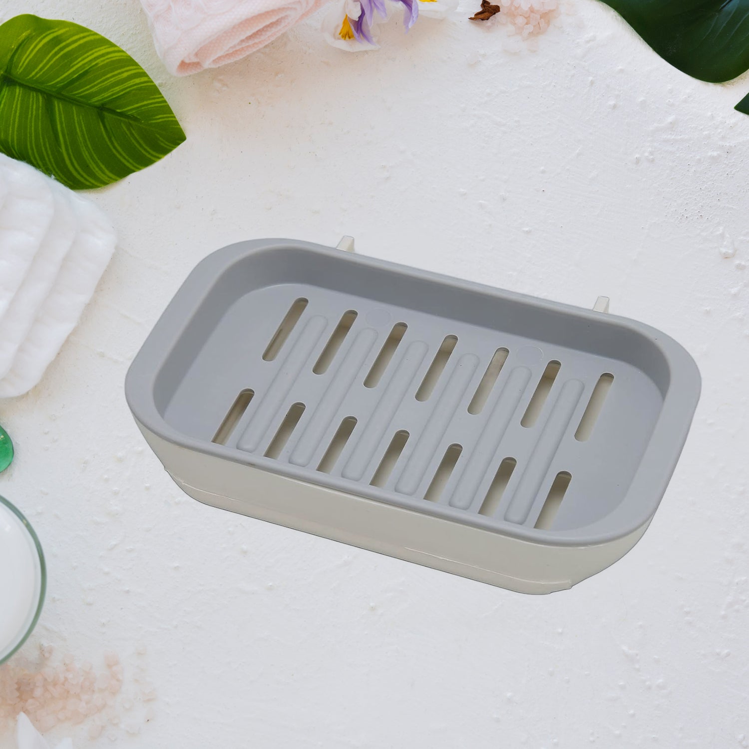 8422 Bathroom Soap Holder, Soap Dish Container, Soap Case for Water Draining, Soap Holder Tray with Adhesive Sticker