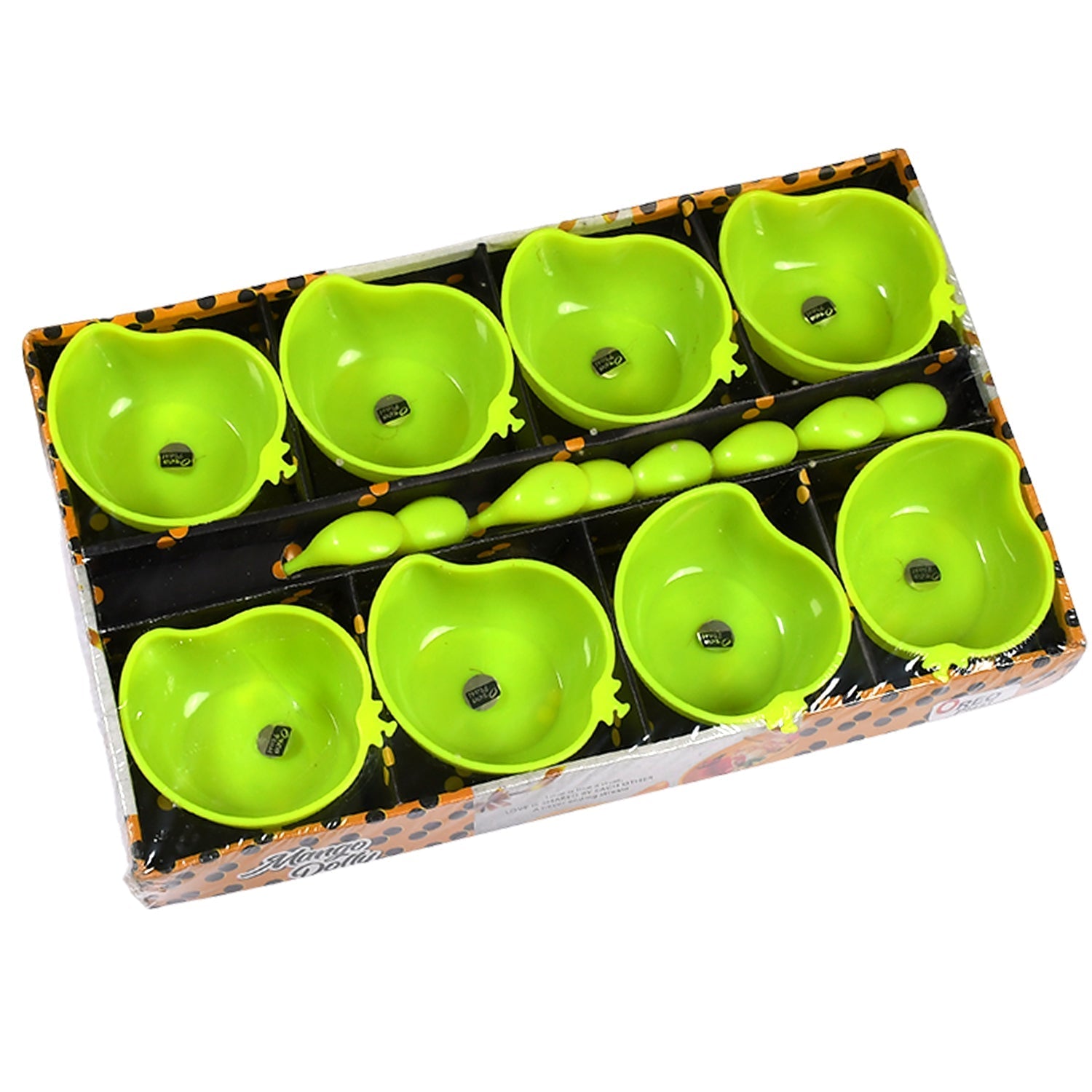 5290 Mango Shape 8 Bowl & 8 Spoon Serving Set For Home & Kitchen Use DeoDap