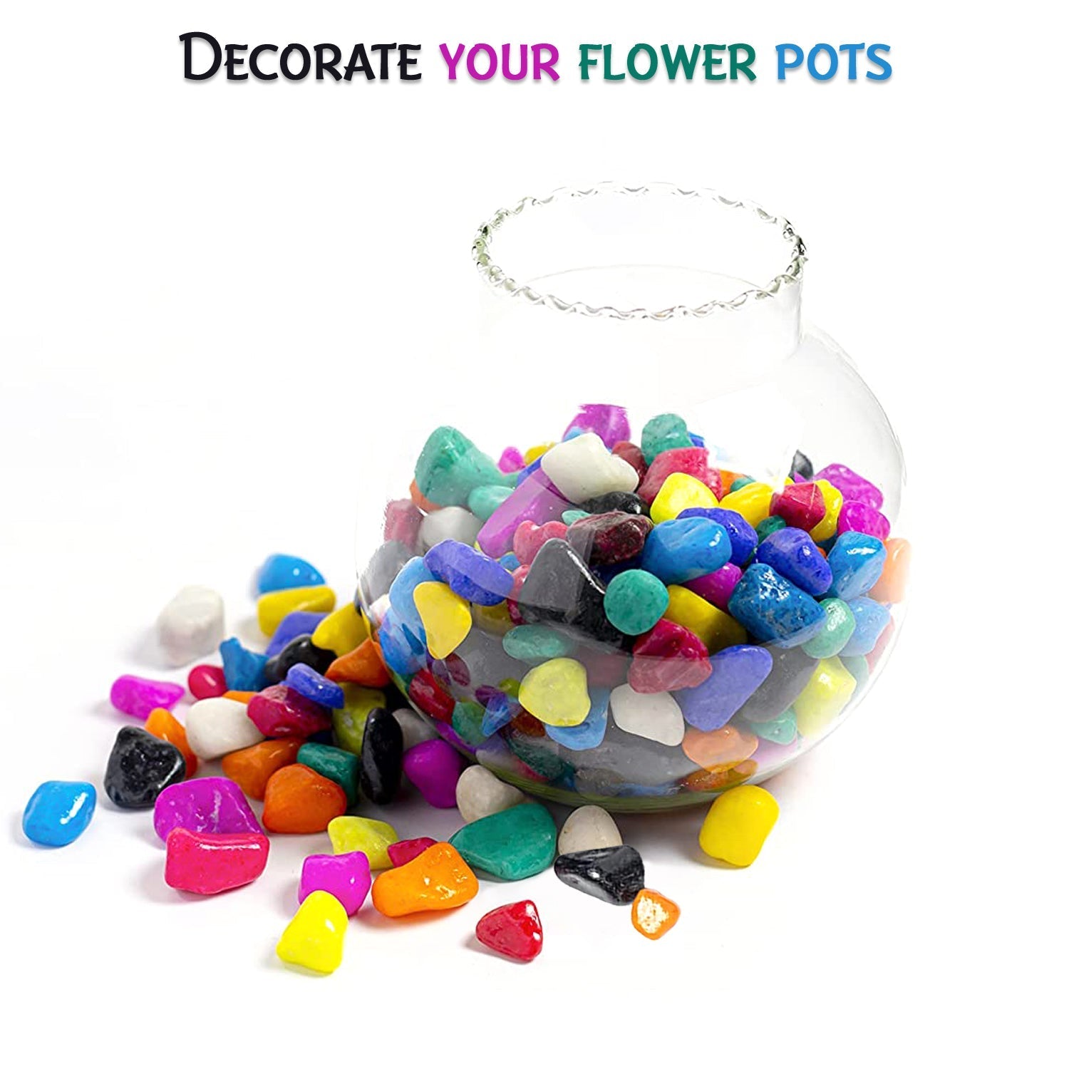 4979 Decorative Stones and Pebbles for Garden, Vase Fillers Multicolor. ( Approx - 195 Pebbles) DeoDap