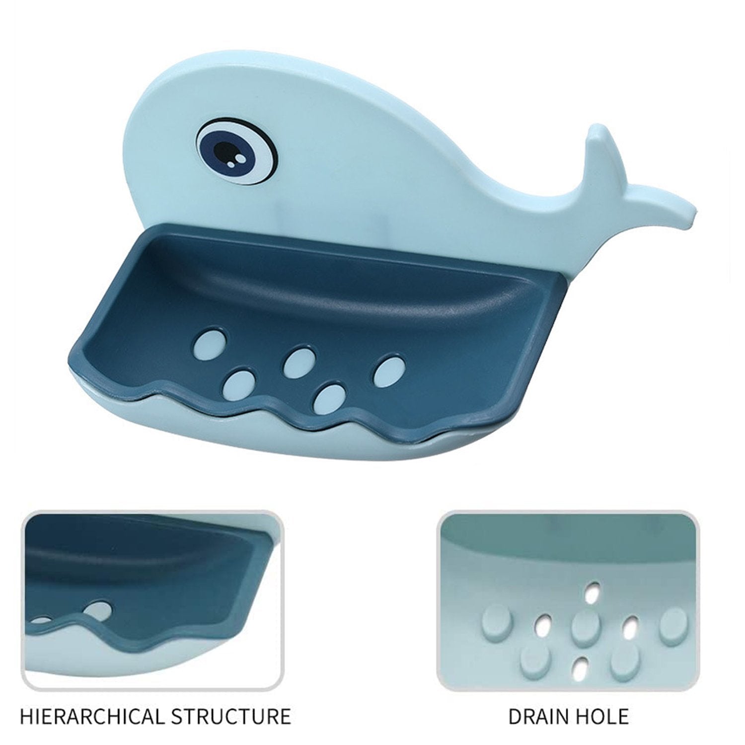 4047B Fish Shape Double Layer Adhesive Waterproof Wall Mounted Soap Bar Holder Stand Rack for Bathroom Shower Wall Kitchen ( Set Of 2 Pc ) DeoDap