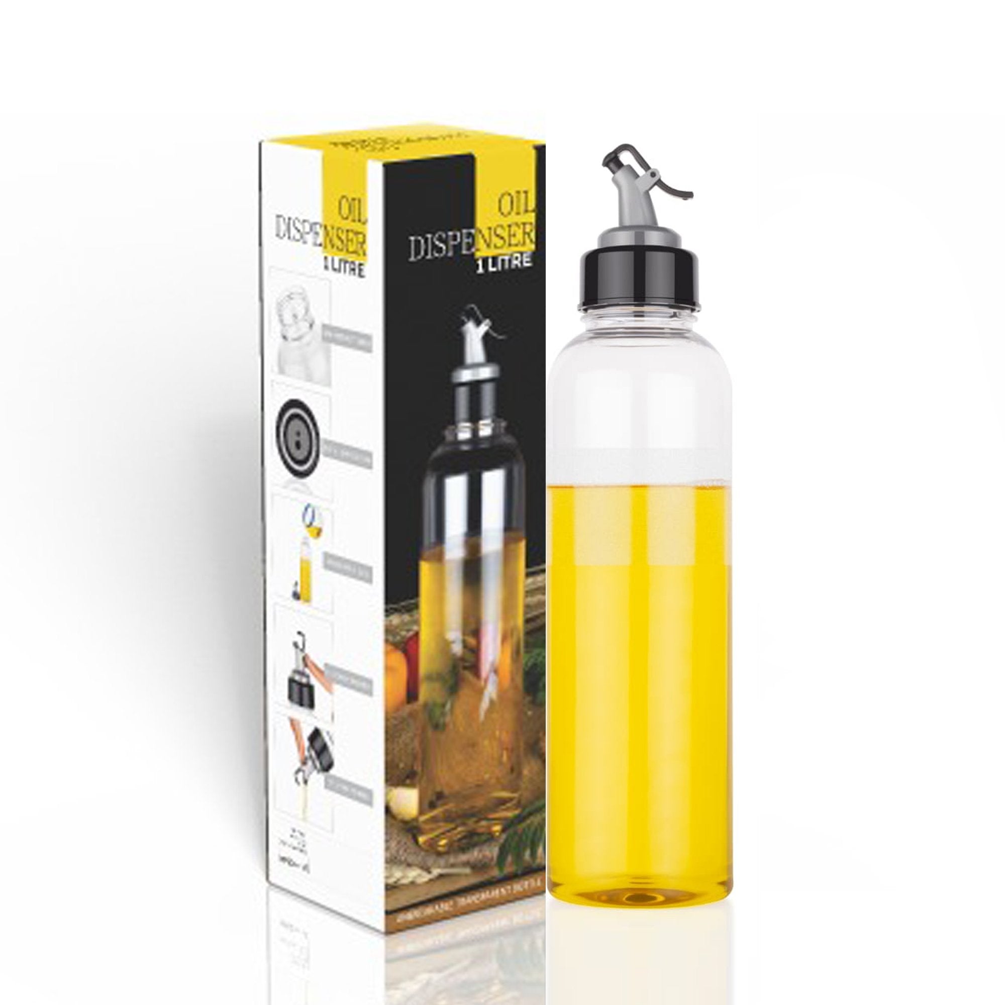 2346 Oil Dispenser Transparent Plastic Oil Bottle |Clear 1 Liter DeoDap