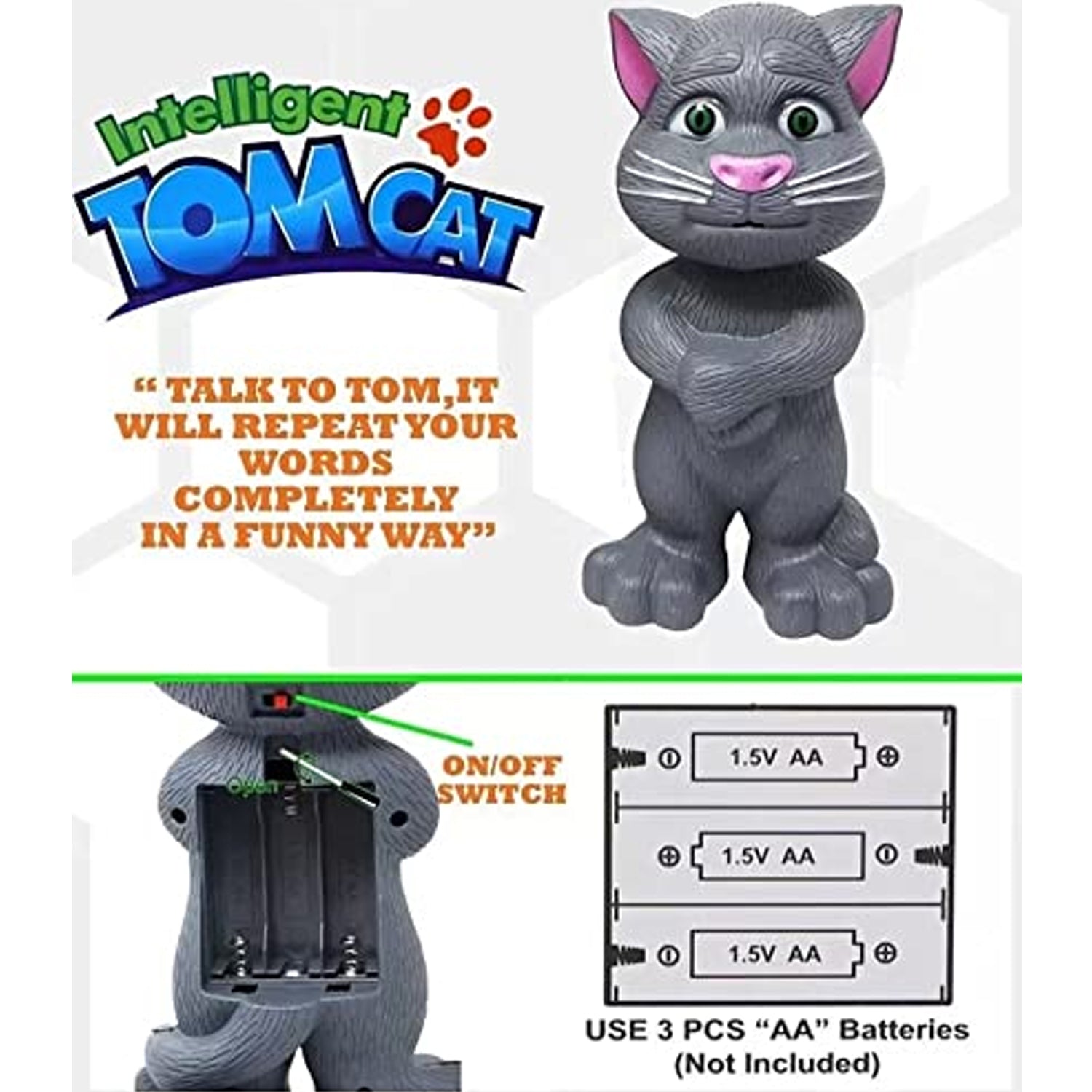 4524 Talking, Mimicry, Touching Tom Cat Intelligent Interactive Toy with Wonderful Voice for Kids, Children Playing and Home Decorate. DeoDap