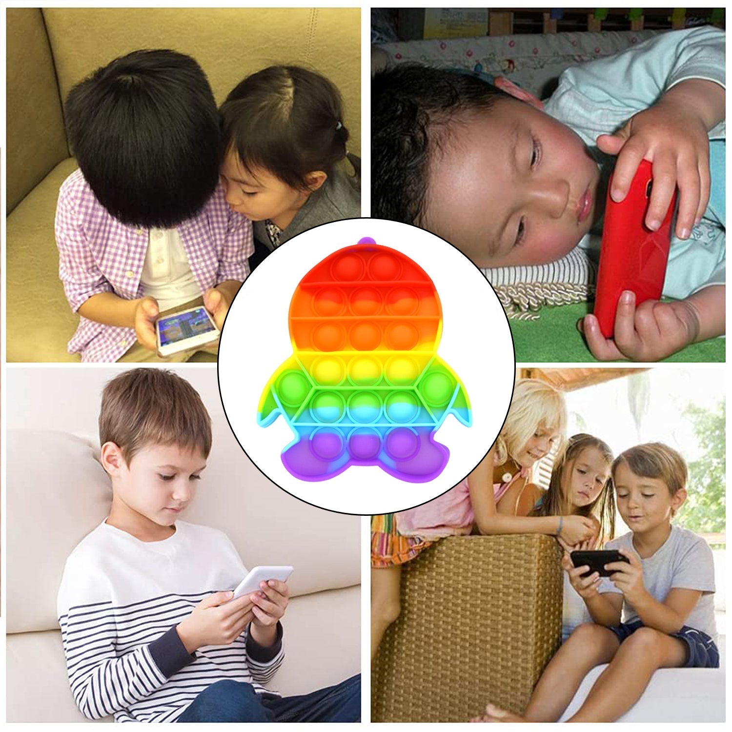 4752A Mix Pattern Rainbow Color Push Pop Bubble Fidget Sensory Toy DeoDap