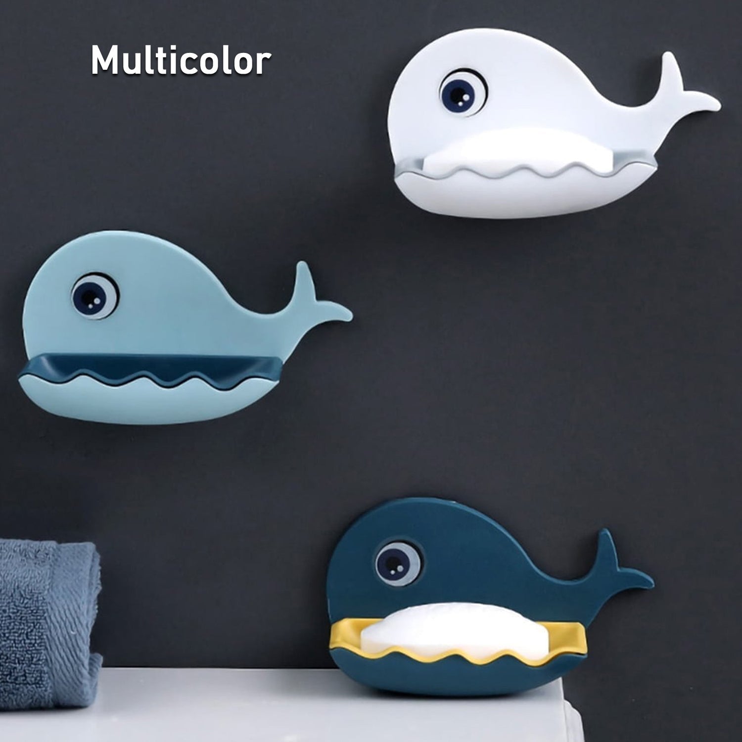 4047B Fish Shape Double Layer Adhesive Waterproof Wall Mounted Soap Bar Holder Stand Rack for Bathroom Shower Wall Kitchen ( Set Of 2 Pc ) DeoDap