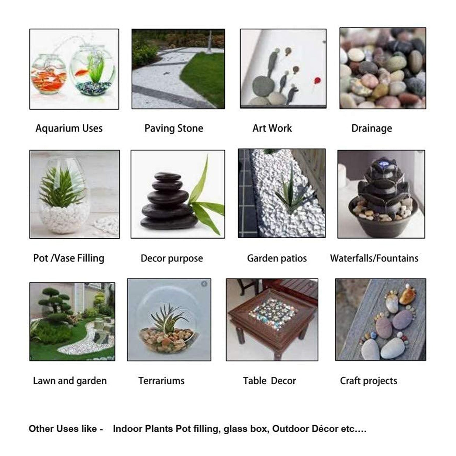 4979 Decorative Stones and Pebbles for Garden, Vase Fillers Multicolor. ( Approx - 195 Pebbles) DeoDap
