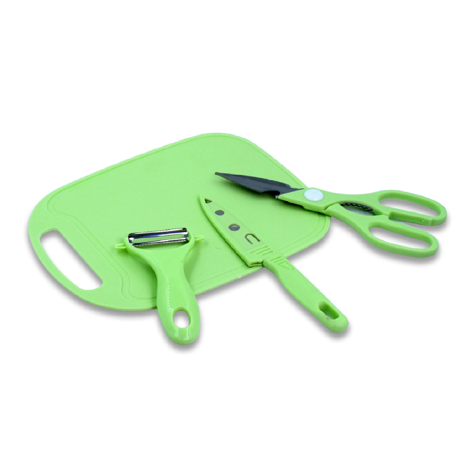 2847 2 Pieces Knife with Chopping Board with Peeler, Grater | Vegetable Cutting Kitchen Accessories Items (5 pcs Set) DeoDap