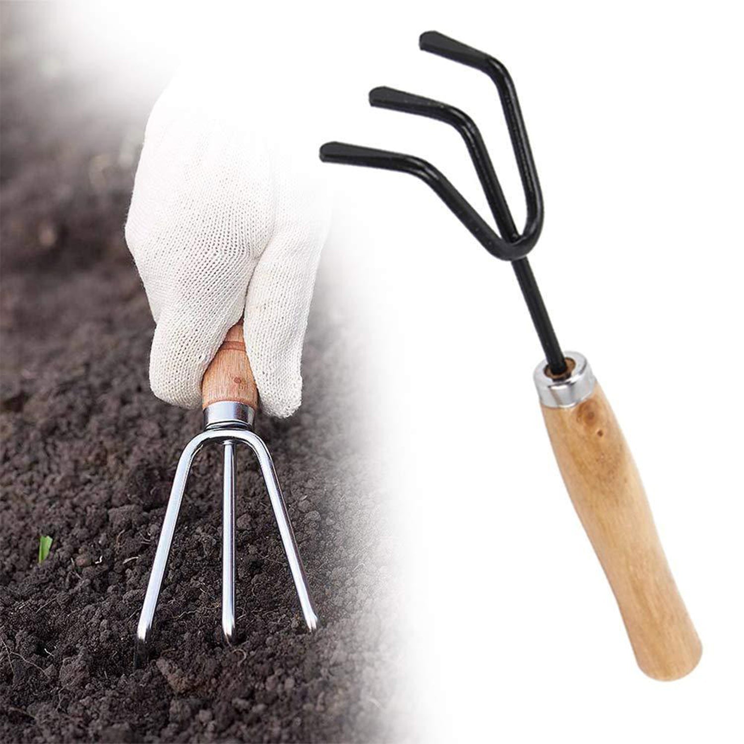 0542A 3pc Small Gardening Tools for Home Garden (Hand Cultivator, Small Trowel, Garden Fork) DeoDap