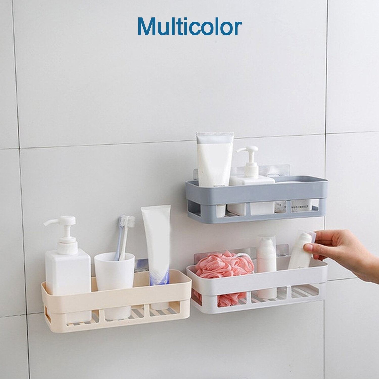 1094L Multipurpose Shelf Storage Rack Organizer Caddy Basket with Sticker (1Pc) DeoDap