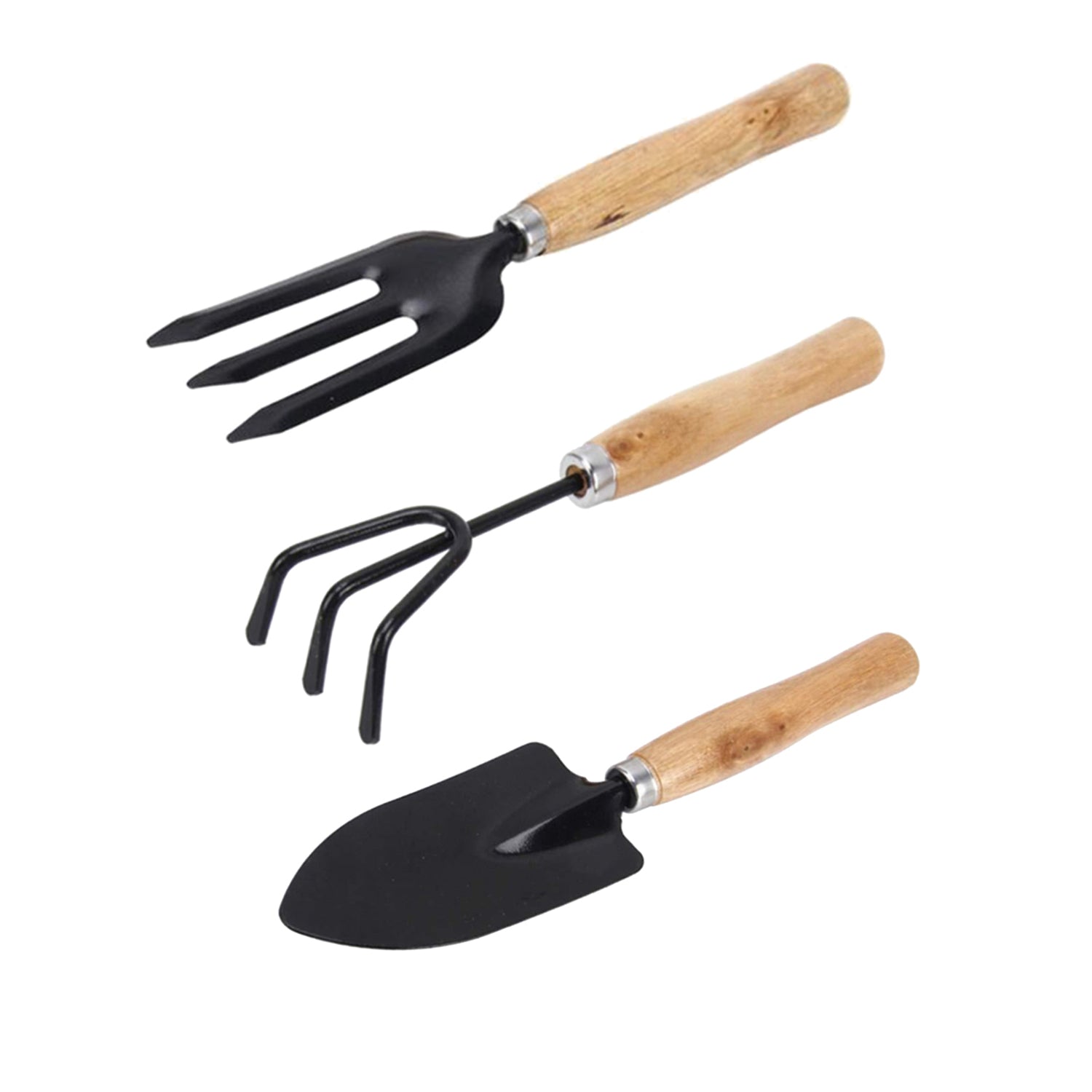 0542A 3pc Small Gardening Tools for Home Garden (Hand Cultivator, Small Trowel, Garden Fork) DeoDap