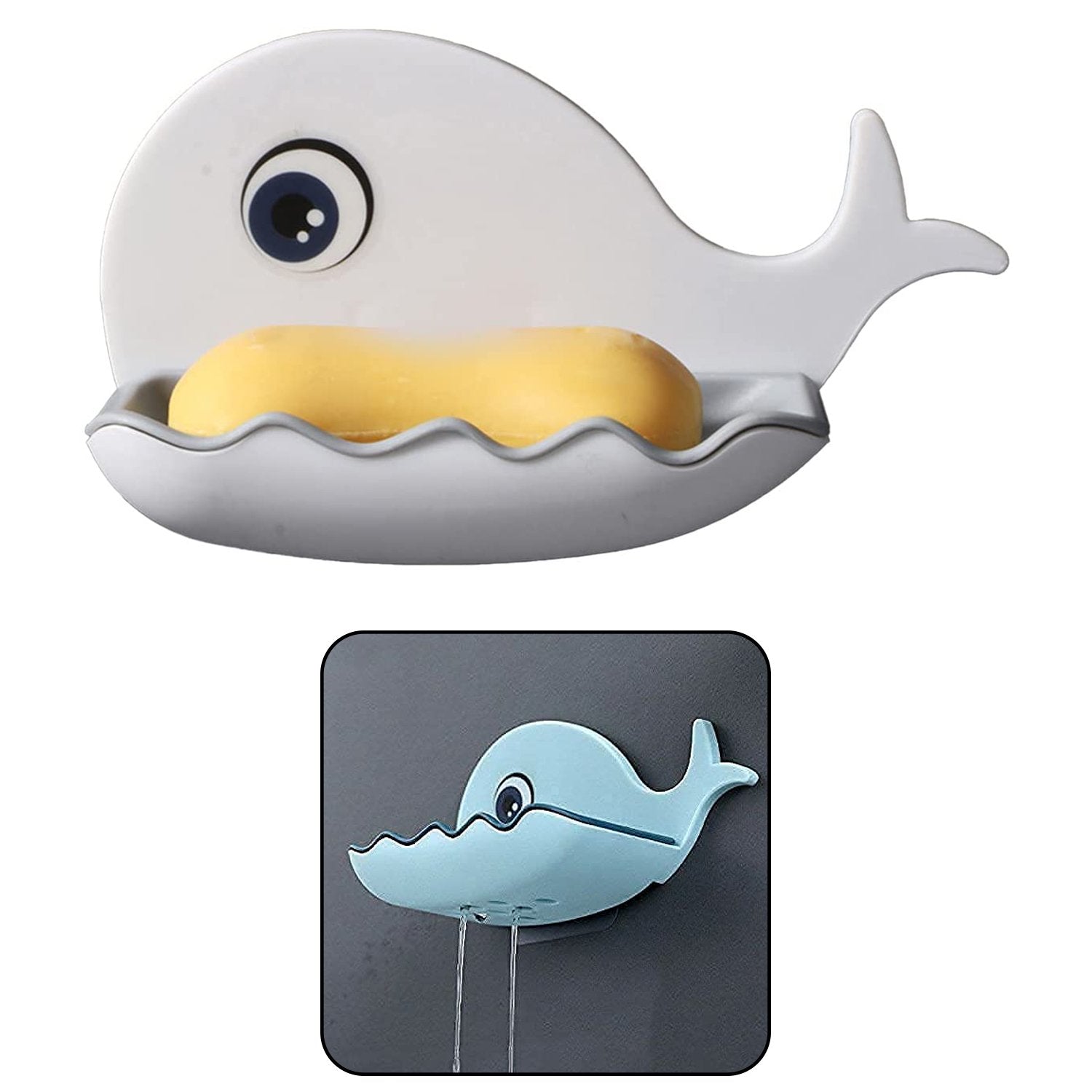 4047B Fish Shape Double Layer Adhesive Waterproof Wall Mounted Soap Bar Holder Stand Rack for Bathroom Shower Wall Kitchen ( Set Of 2 Pc ) DeoDap