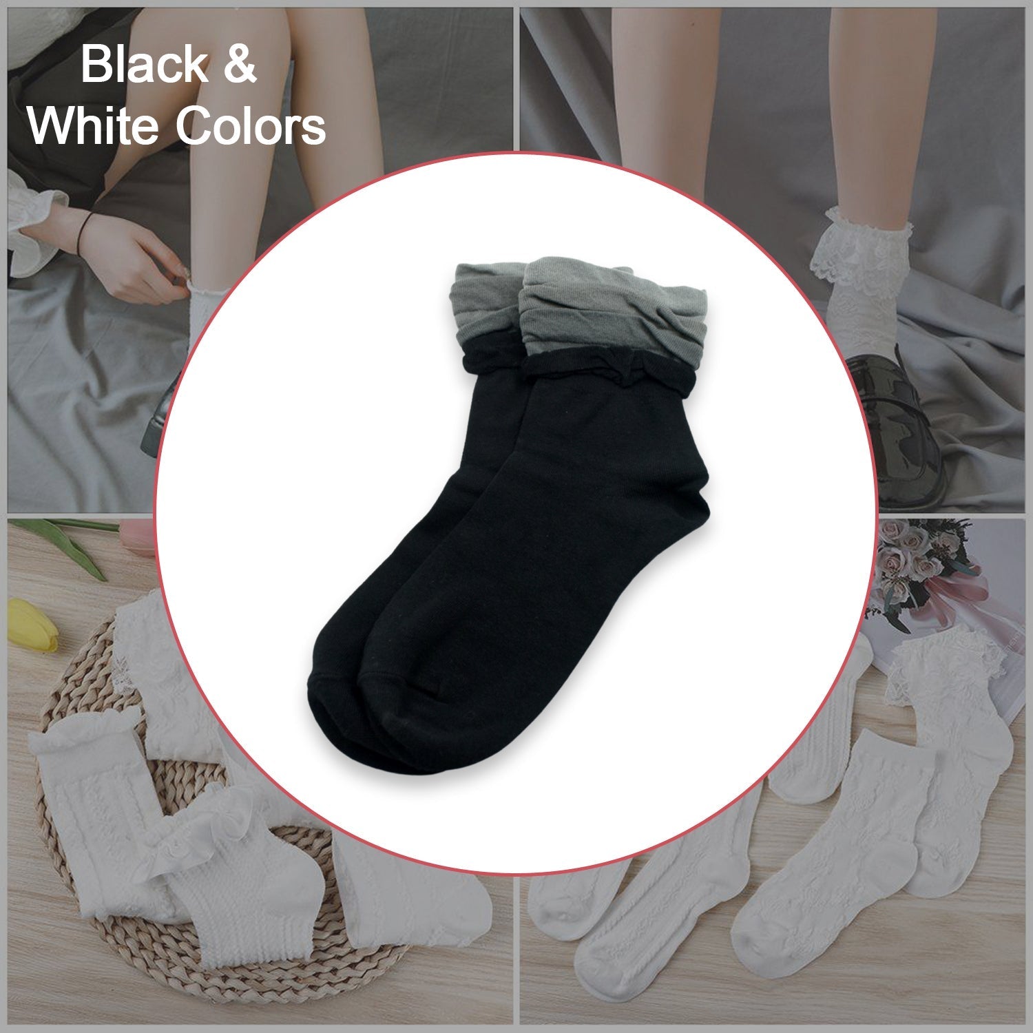 7355 Socks Breathable Thickened Classic Simple Soft Skin Friendly (Moq :-3) DeoDap