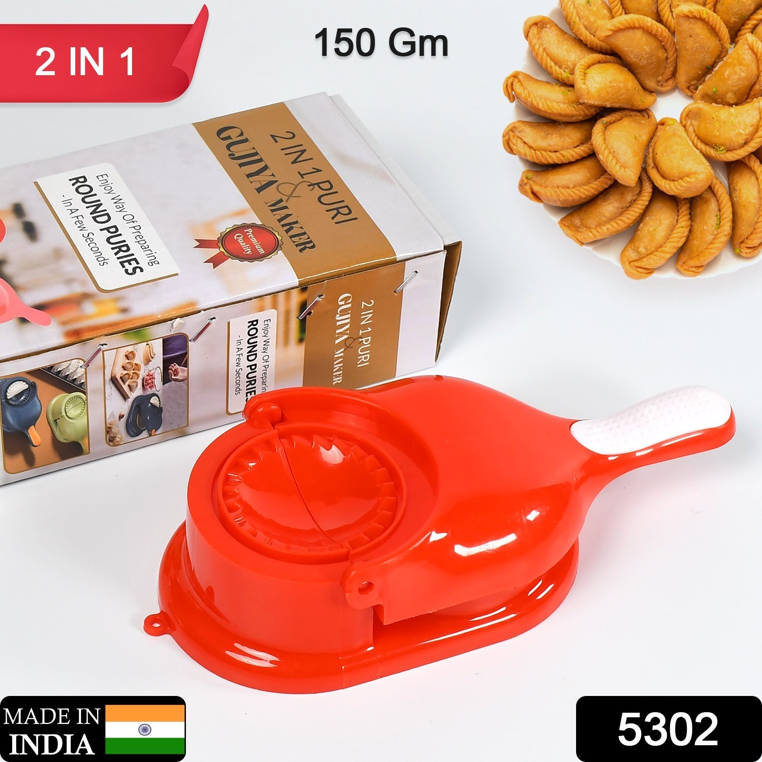 5302 Dumpling Press Mould for Gujiya , Ghughra , Momos Making, 2 in 1 Dumpling Maker Mould Machine, Kitchen Dumpling Making Tool DeoDap