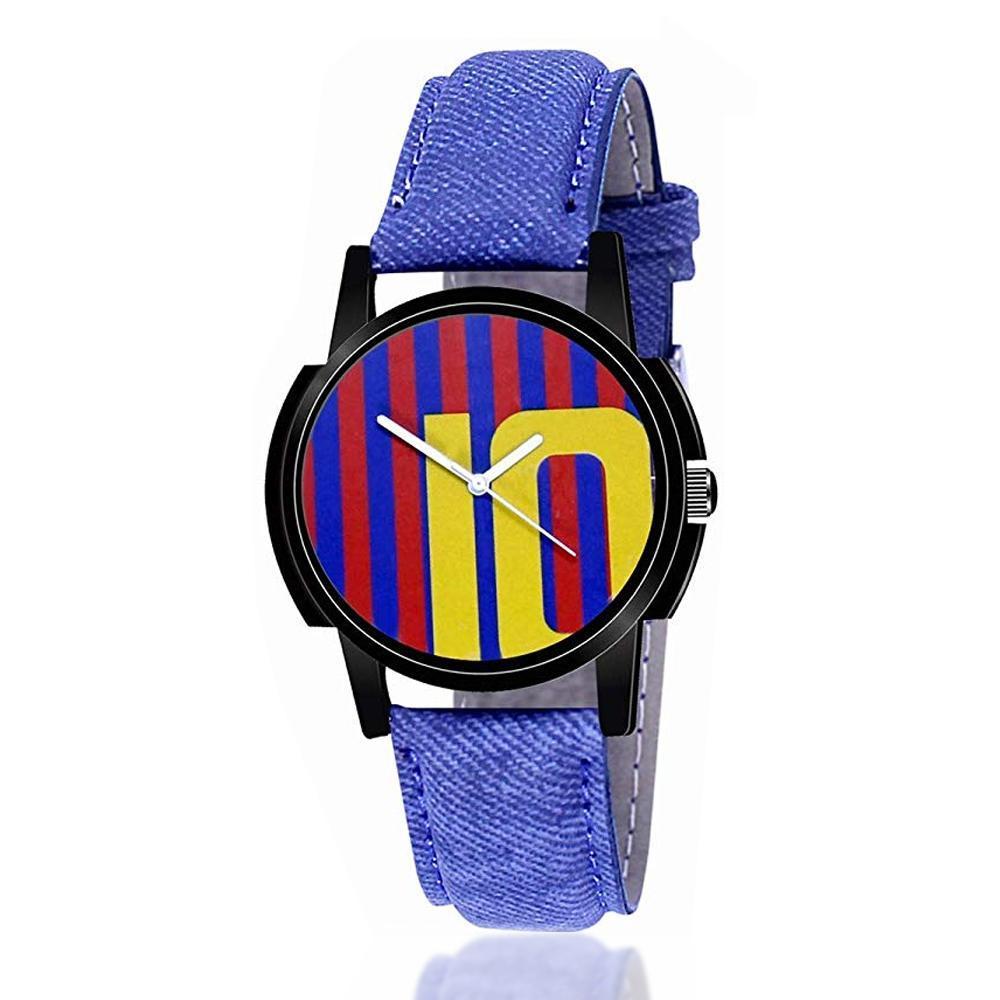 1802 Unique & Premium Analogue Watch 10 Messi Print Multicolour Dial Leather Strap (Watch 2) freeshipping - DeoDap