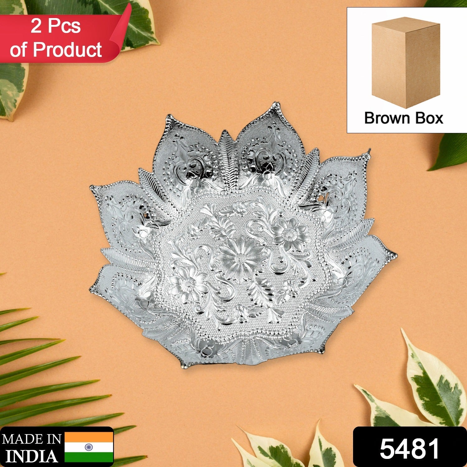 5481  DECORATIVE MUKHWAS SERVING TRAY SERVING MUKHWAS PLATE FANCY CANDY TRAY DRY FRUIT SERVING TRAY (2 Pc Set)