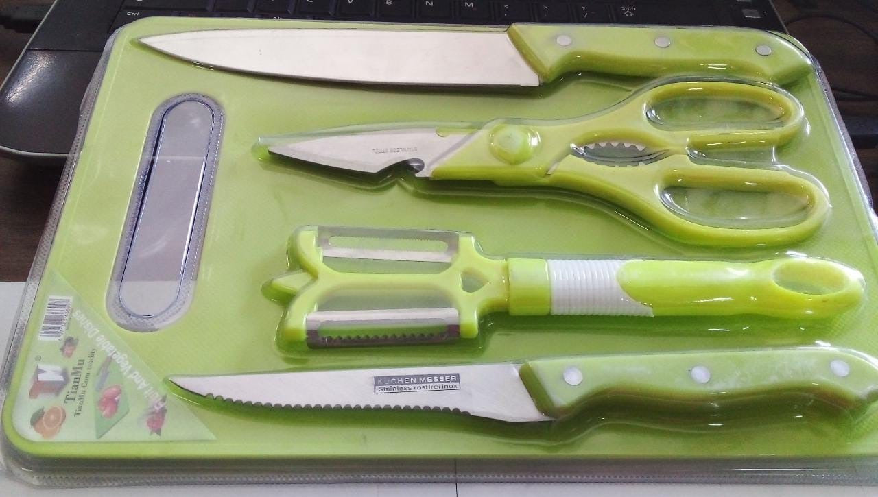 2843 Stainless Steel Kitchen Knife Knives Set with Knife Scissor (Pack Of 5) DeoDap