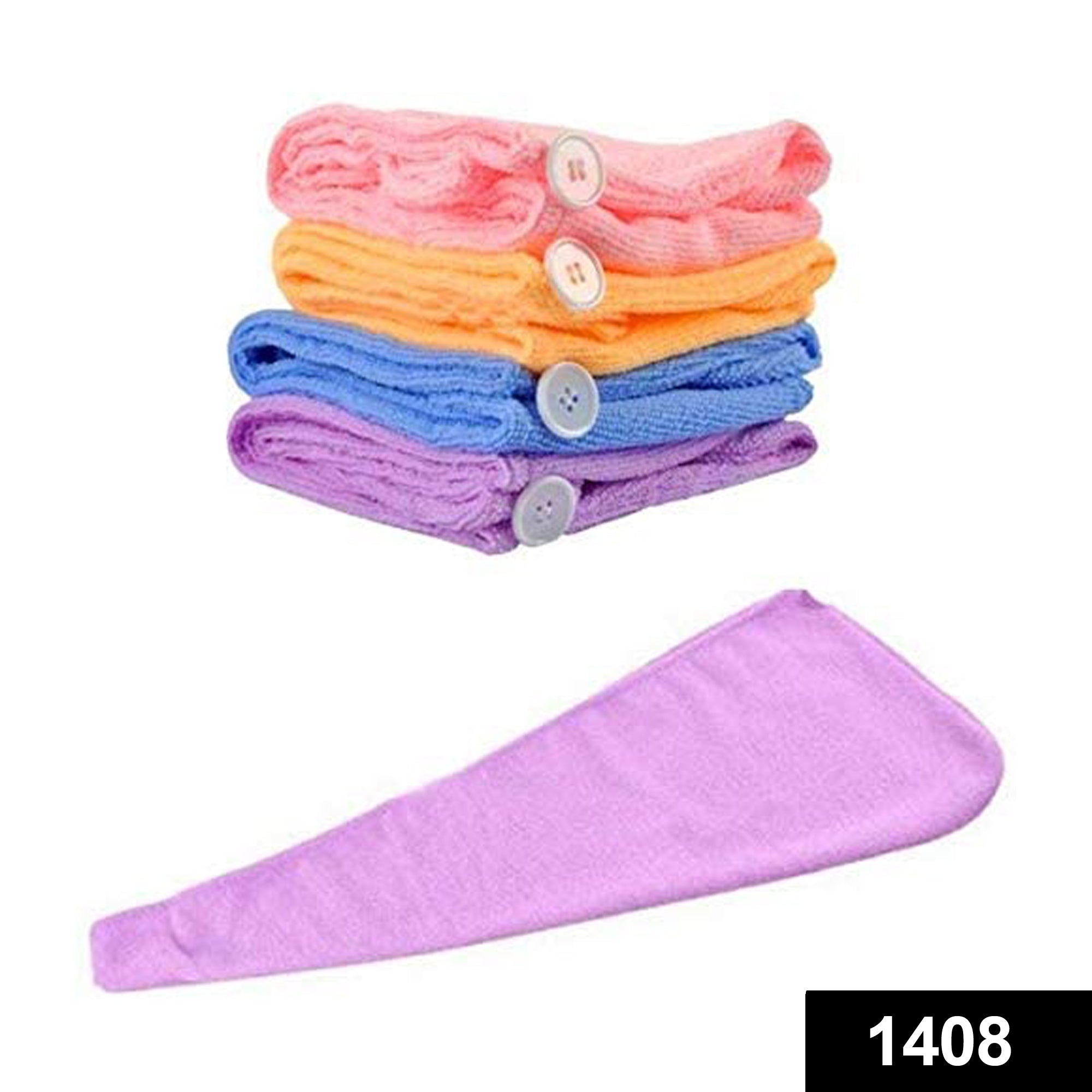 1408 Quick Turban Hair-Drying Absorbent Microfiber Towel/Dry Shower Caps (1 Pc) DeoDap