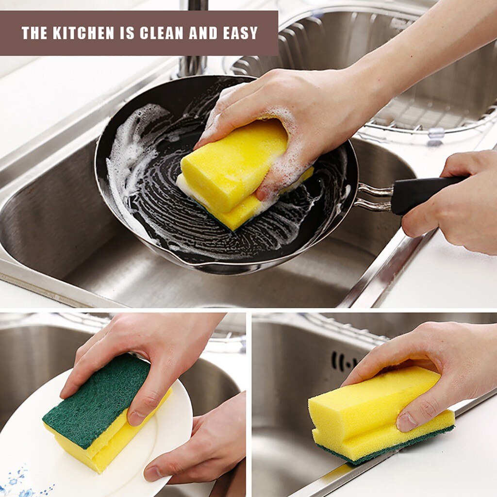1429 Scrub Sponge 2 in 1 PAD for Kitchen, Sink, Bathroom Cleaning Scrubber (6 pc) DeoDap